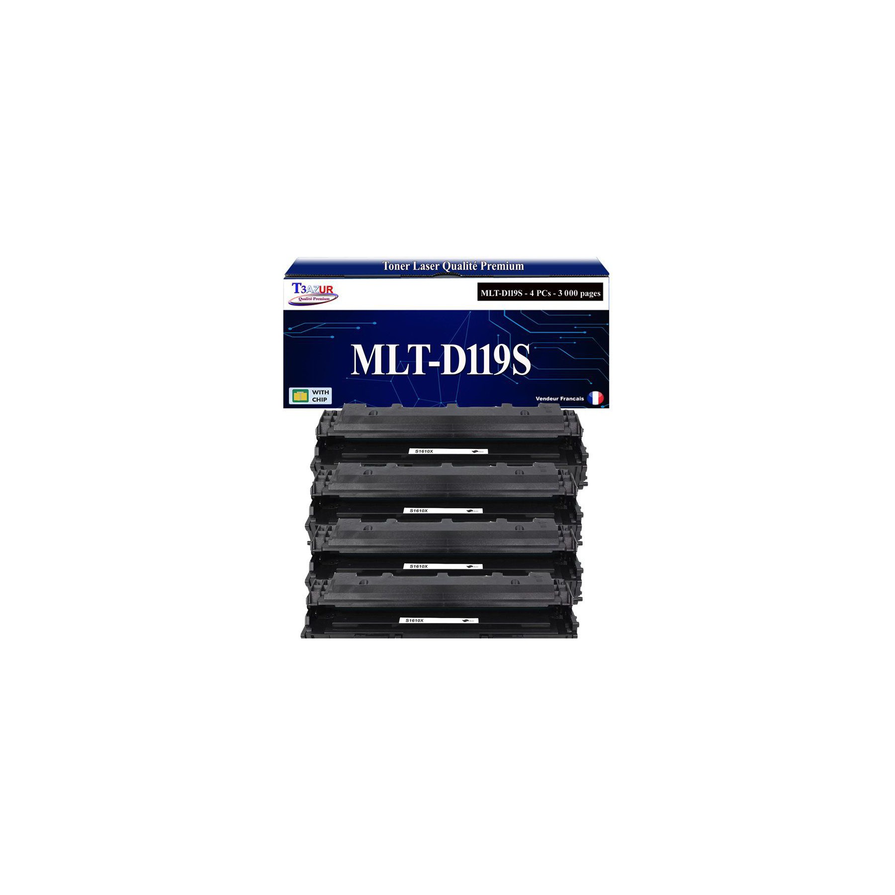 Toner T3AZUR pour Samsung SCX4521F ML2010 ML1625 (x4)