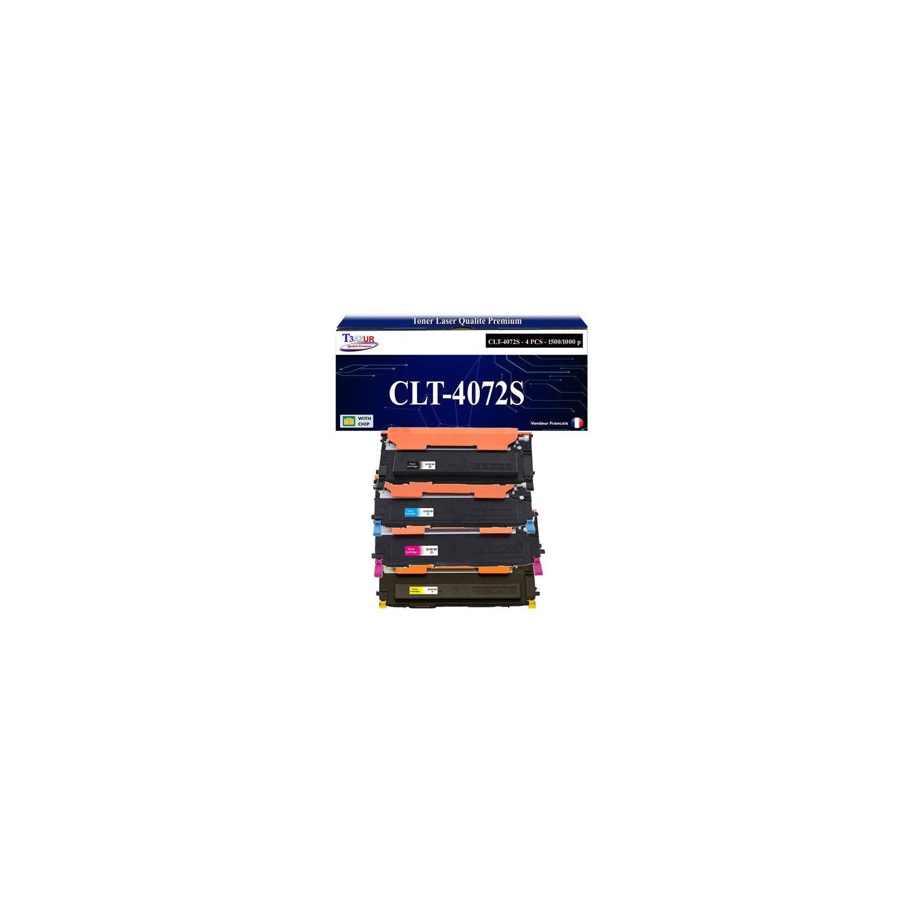 Toner T3AZUR pour Samsung CLP325W, CLP326 (x4)