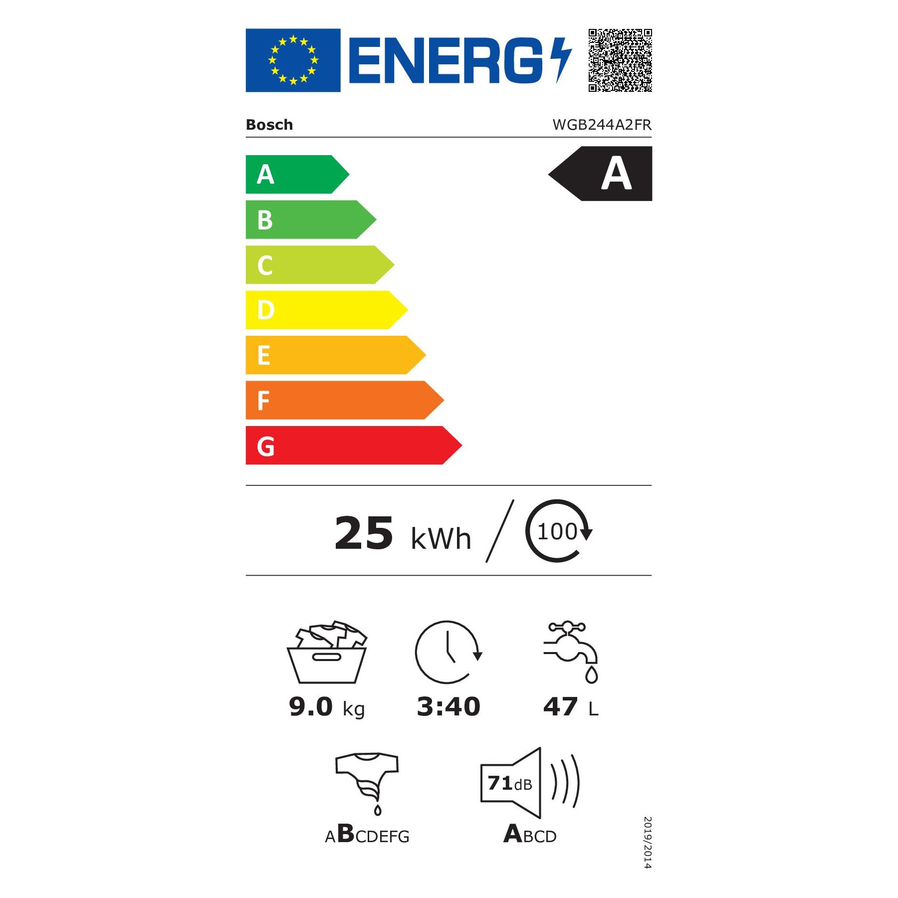 Lave linge hublot BOSCH WGB244A2FR