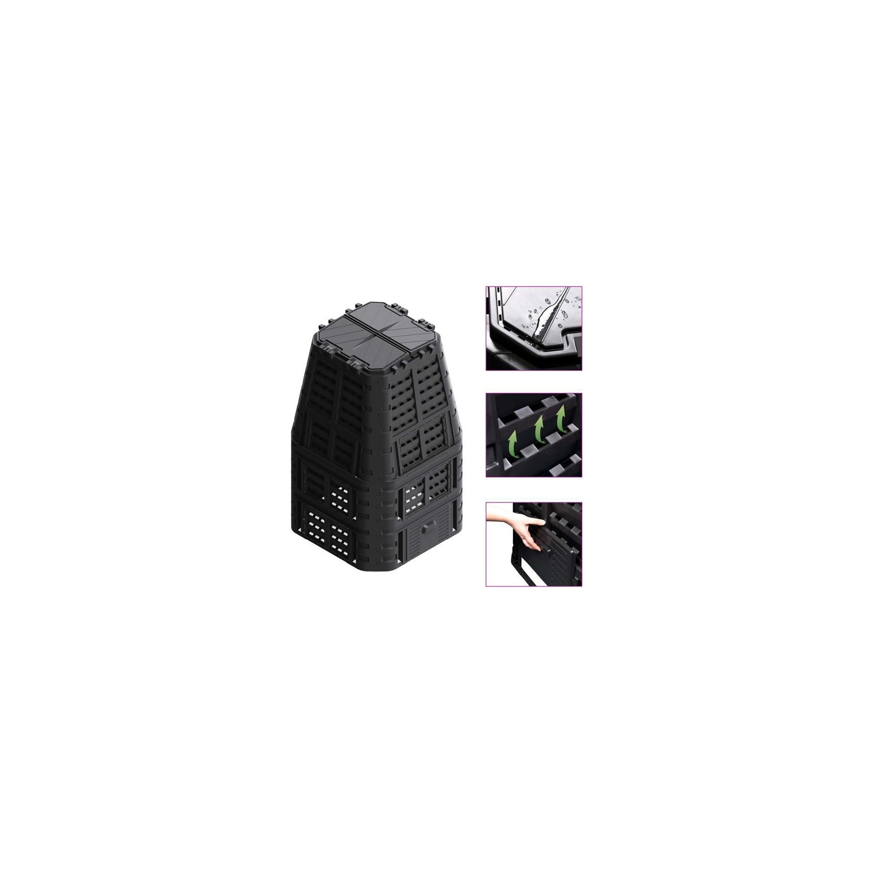 Composteur de jardin VIDAXL Plastique  Noir