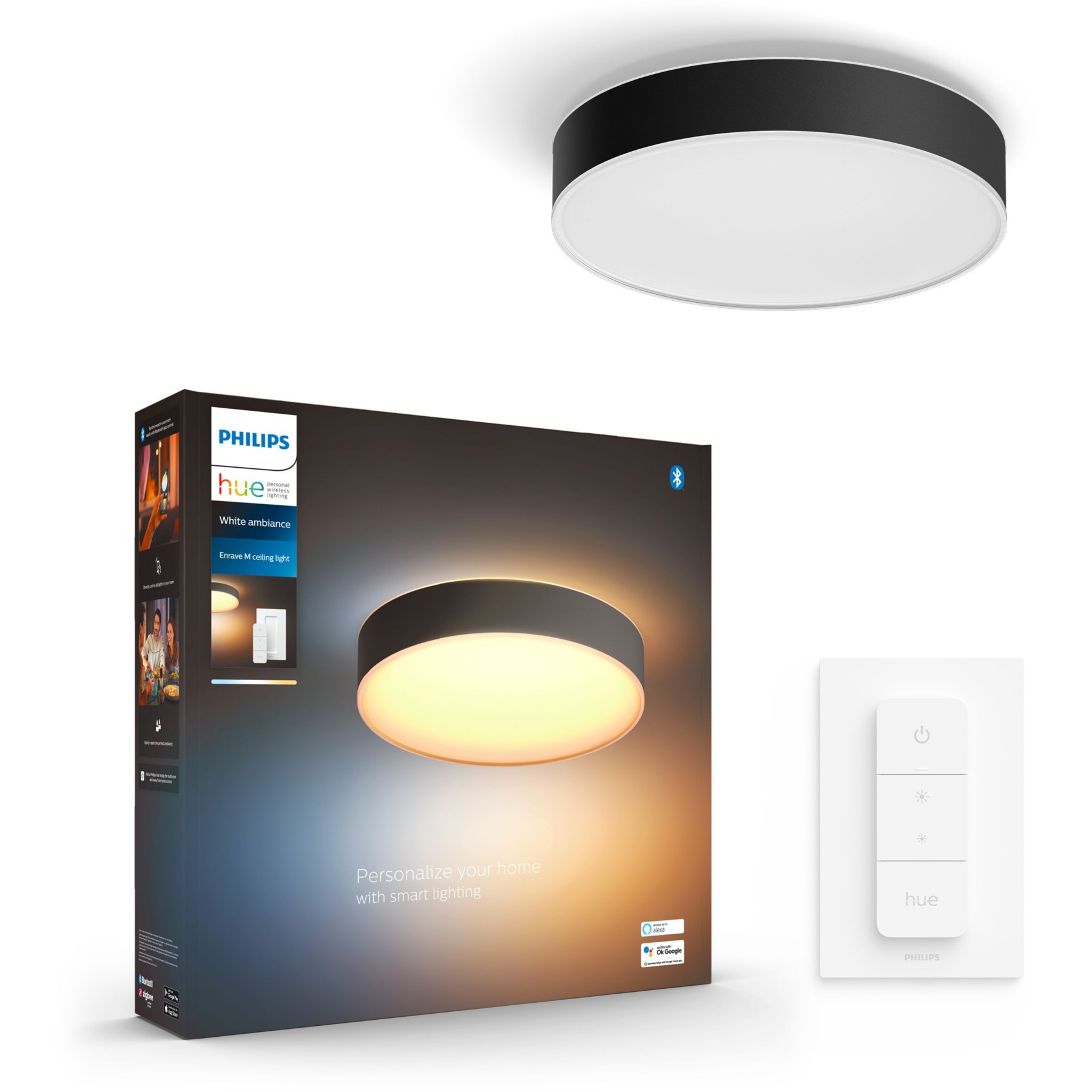Plafonnier PHILIPS HUE White Ambiance Enrave M noir