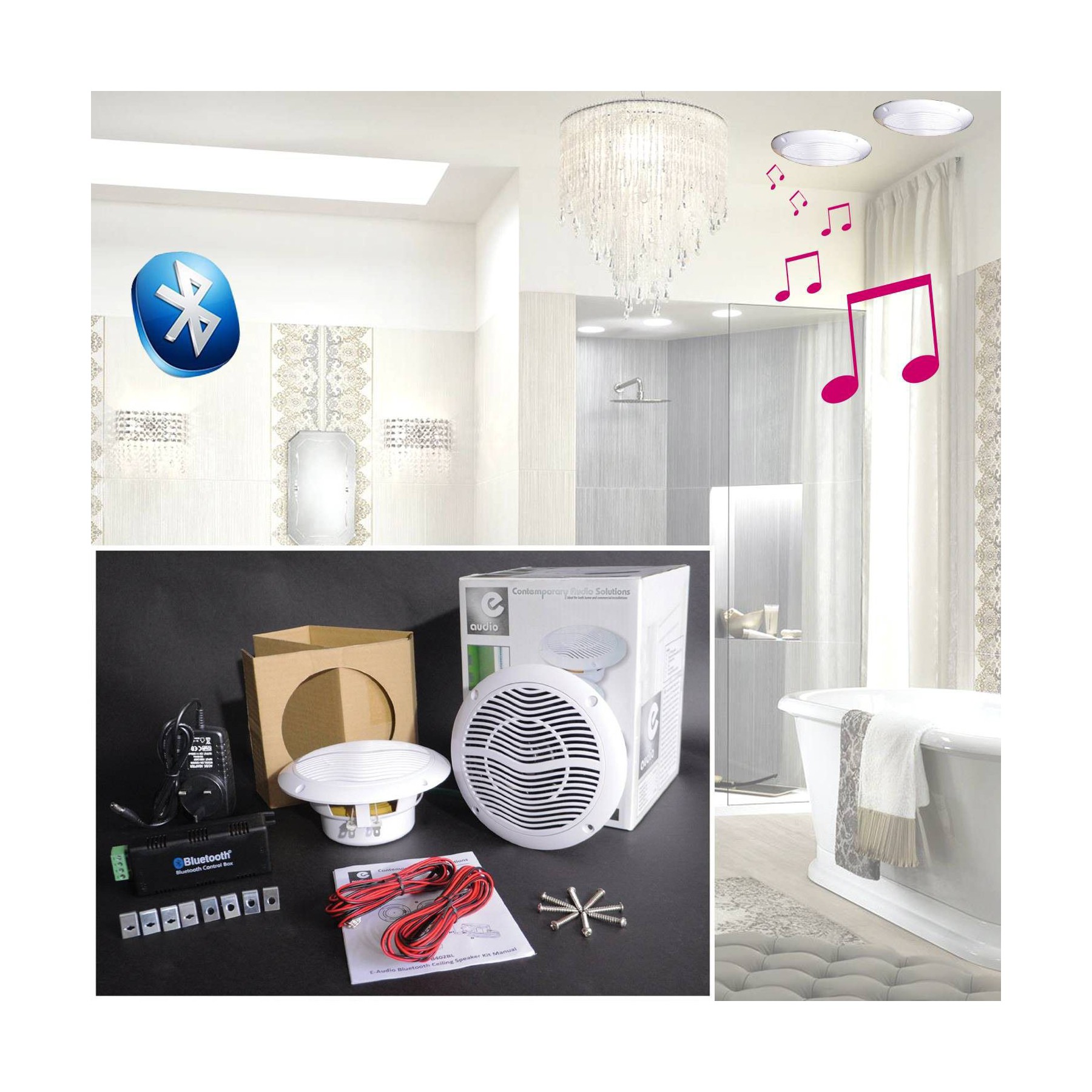 Enceinte encastrable E-AUDIO HP 2x15W de Plafond avec Bluetooth