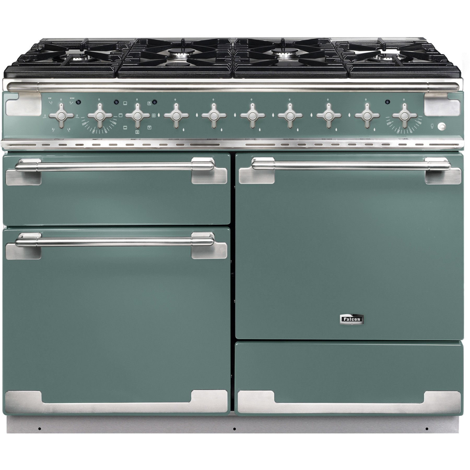 Piano de cuisson gaz FALCON ELISE 110 VERT MINERAL MAT NICKEL BROSSÉ