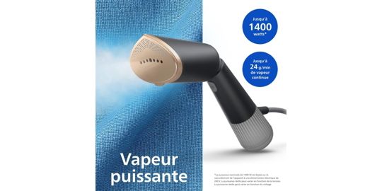 Défroisseur vapeur PHILIPS STH5030/80 Steamer Série 5000 Noir, 35 sec*, 1300W + 2 accessoires