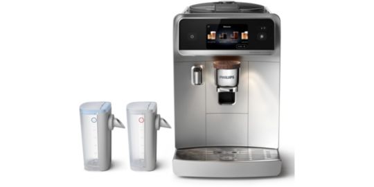 Expresso Broyeur PHILIPS EP8757/20 cafetière à grain Aromis LatteGo Pro, + 50 boissons, SilentBrew, Blanche