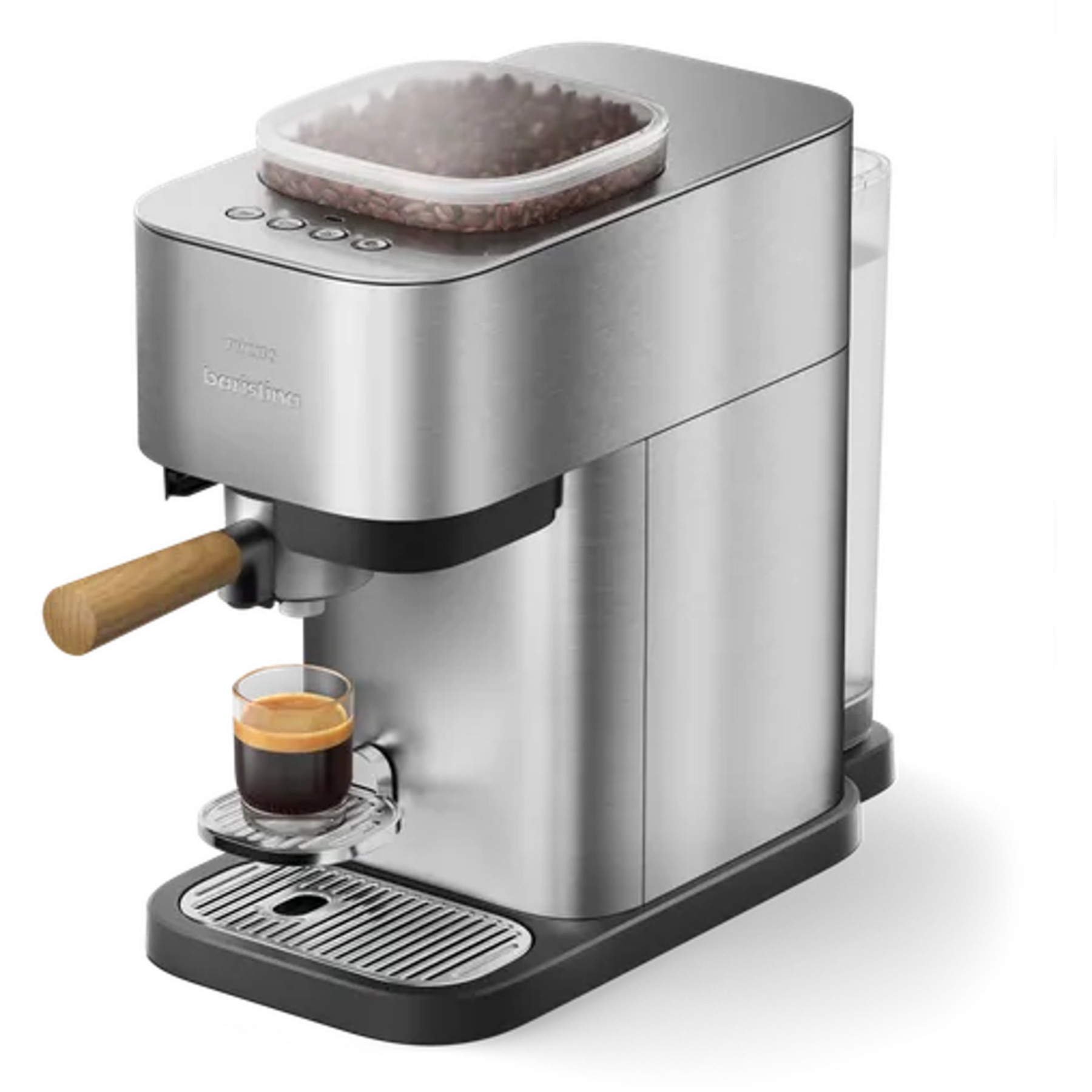 Machine à expresso PHILIPS BAR500/00 cafetière à grain Métal + Porte-filtre Bois de Frêne, Iced Coffee