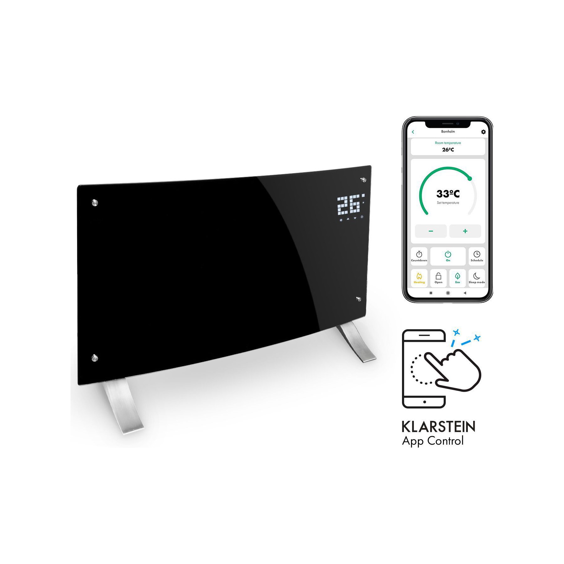 Chauffage électrique KLARSTEIN Bornholm Curved Smart 2000W Reconditionné