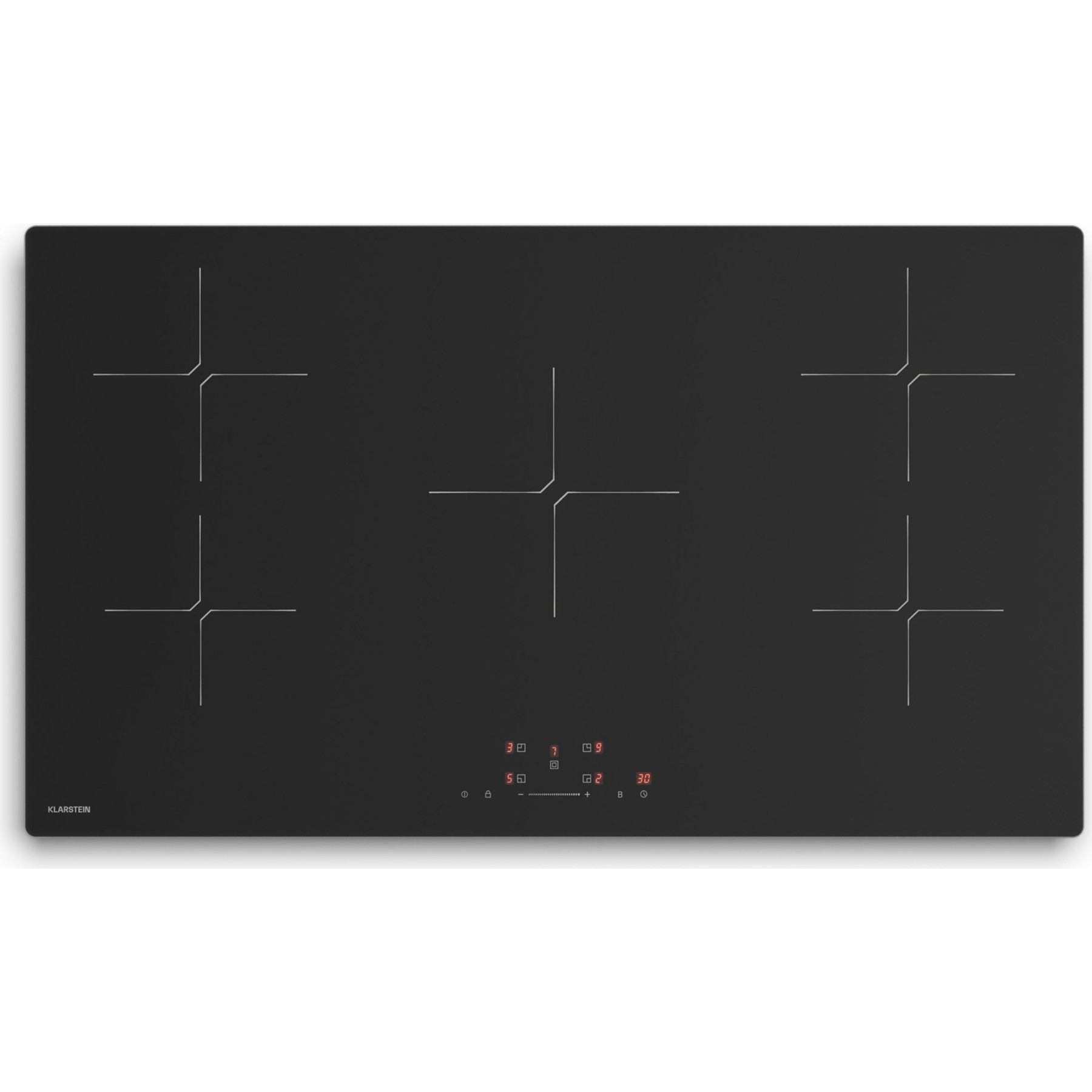 Plaque induction KLARSTEIN 5 zones 9800 W 90 cm Noir mat PowerGlide