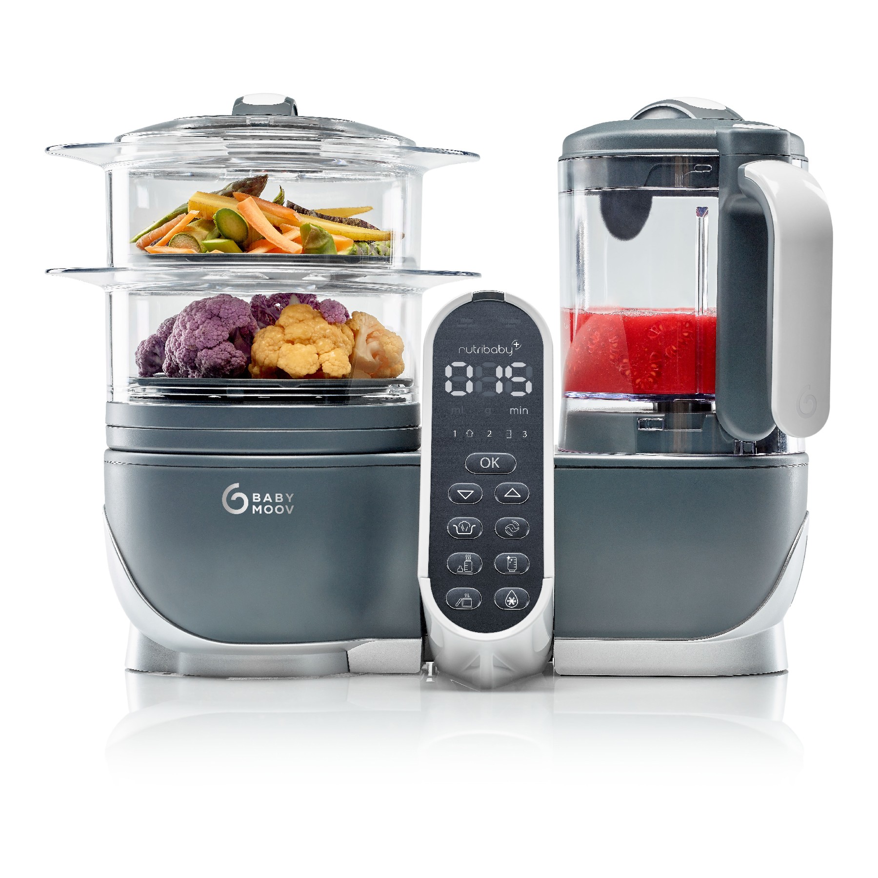 Mixeur Cuiseur Bébé BABYMOOV Nutribaby+ Industrial Grey