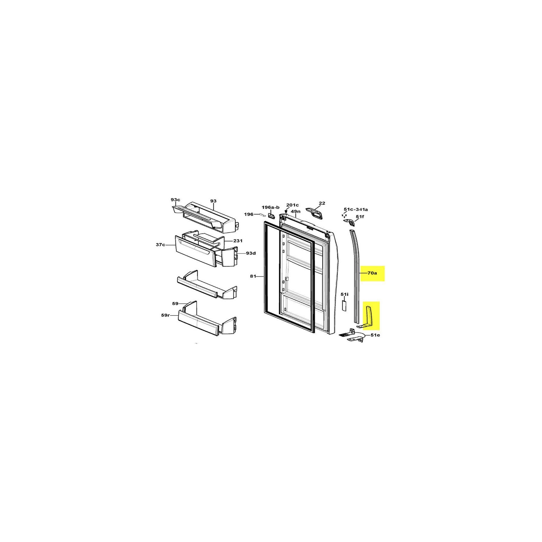Poignée de porte HOOVER poignee basse porte refrigerateur rep 70