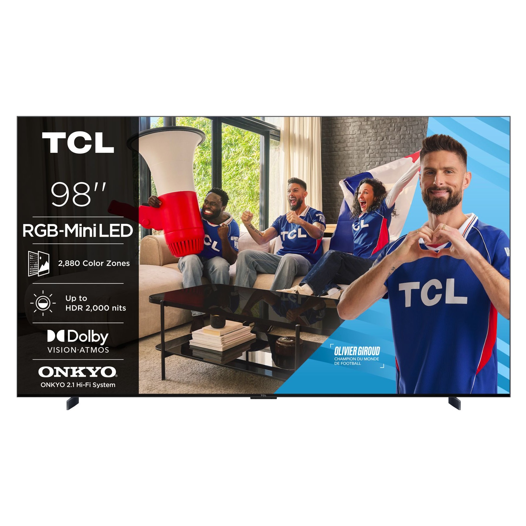 TV RGB TCL 98RM7L (2026) 98" (248 cm) - Expérience Gaming, 144Hz, Google TV, système audio ONKYO