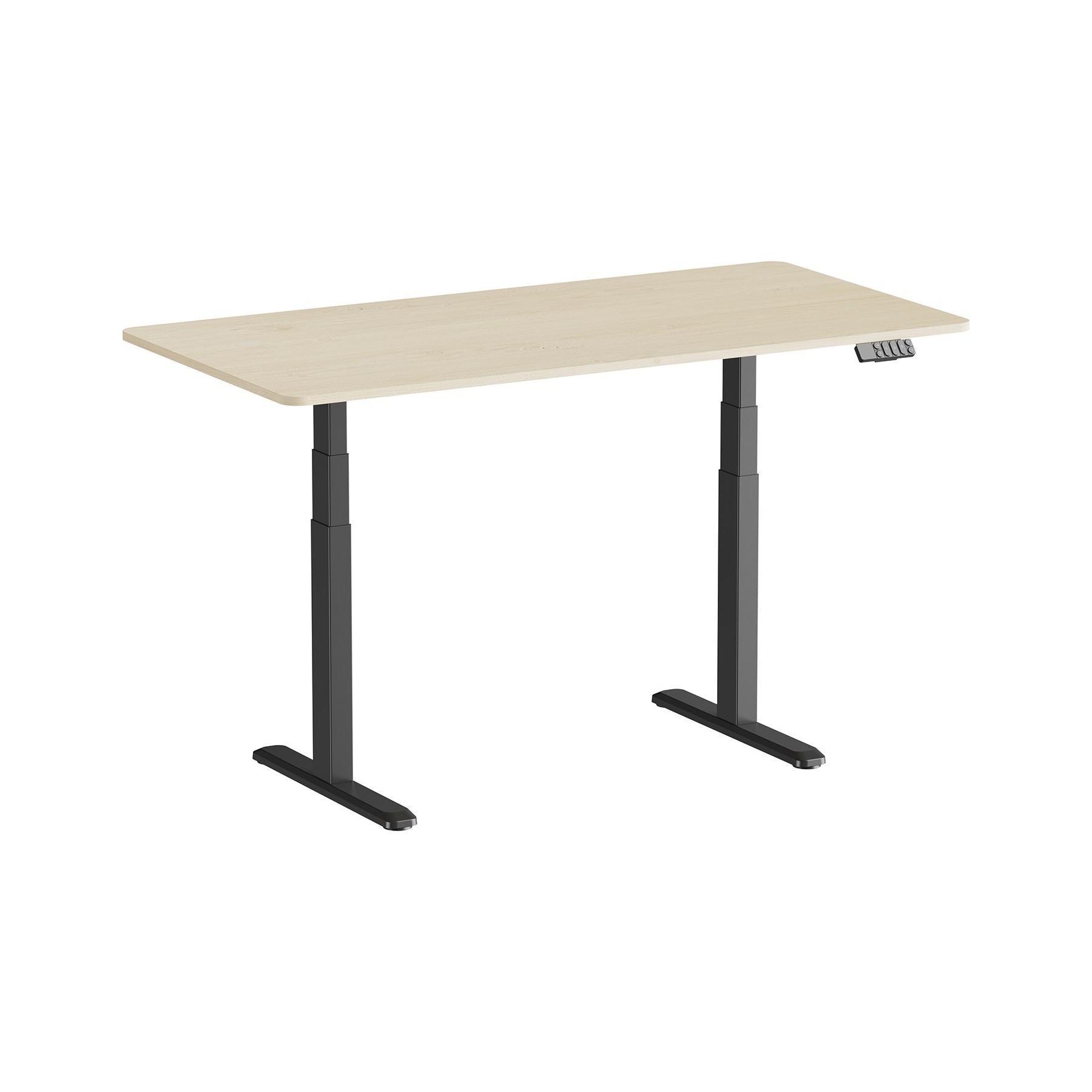 Bureau ergonomique KIMEX Plateau bois natur 150x75cm Bords ronds