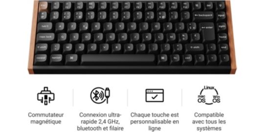 Clavier gamer sans fil KEYCHRON K2 HE Wireless Magnetic Switch