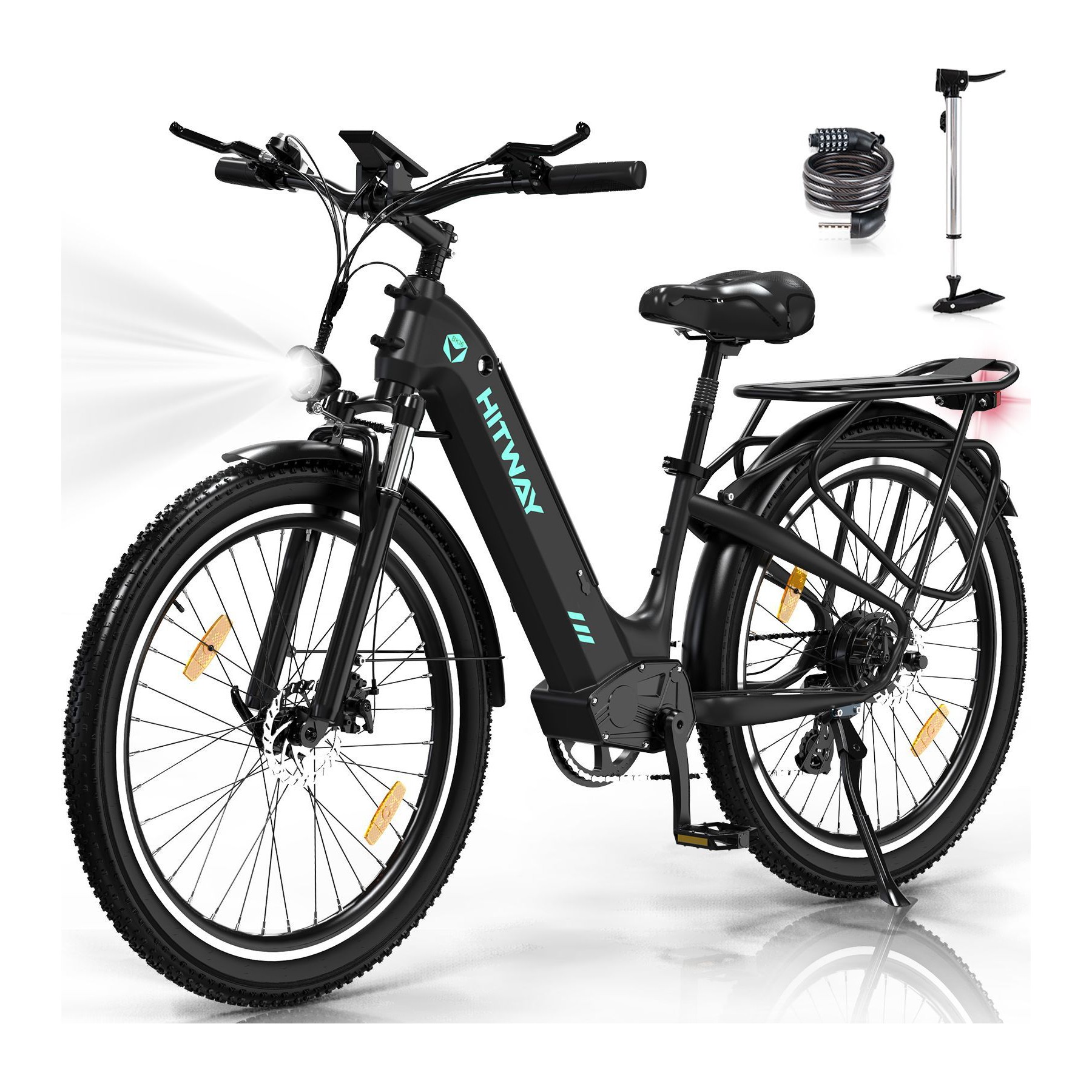 Vélo électrique HITWAY VAE 26x3.0, 7 Vitess, 48V 18AH, Noir