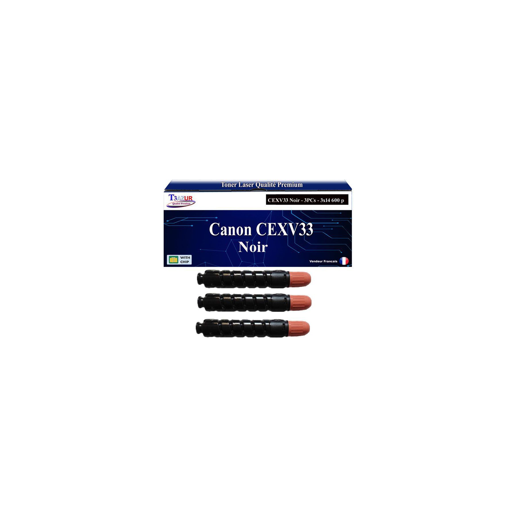 Toner T3AZUR compatible avec Canon CEXV33 (x3)