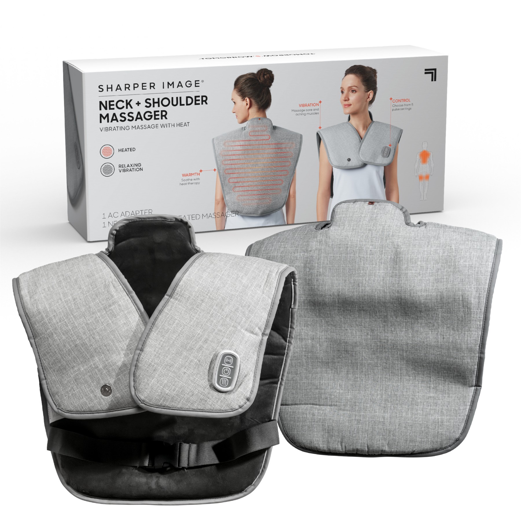 Masseur corps SHARPER IMAGE chauffant cou et epaule