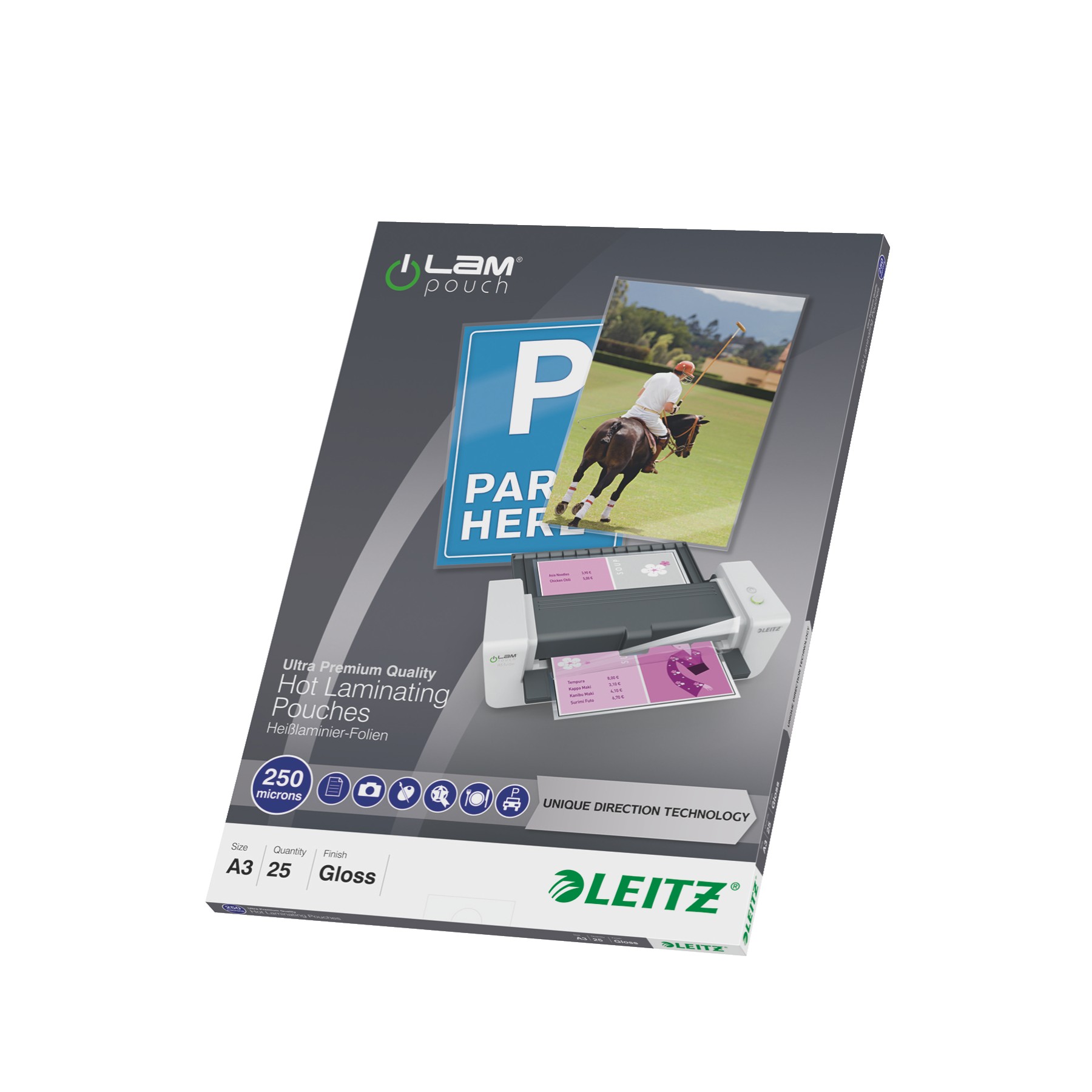 Consommable de bureau pour plastifieuse LEITZ Pochettes 250 UDT A3 boite de 25