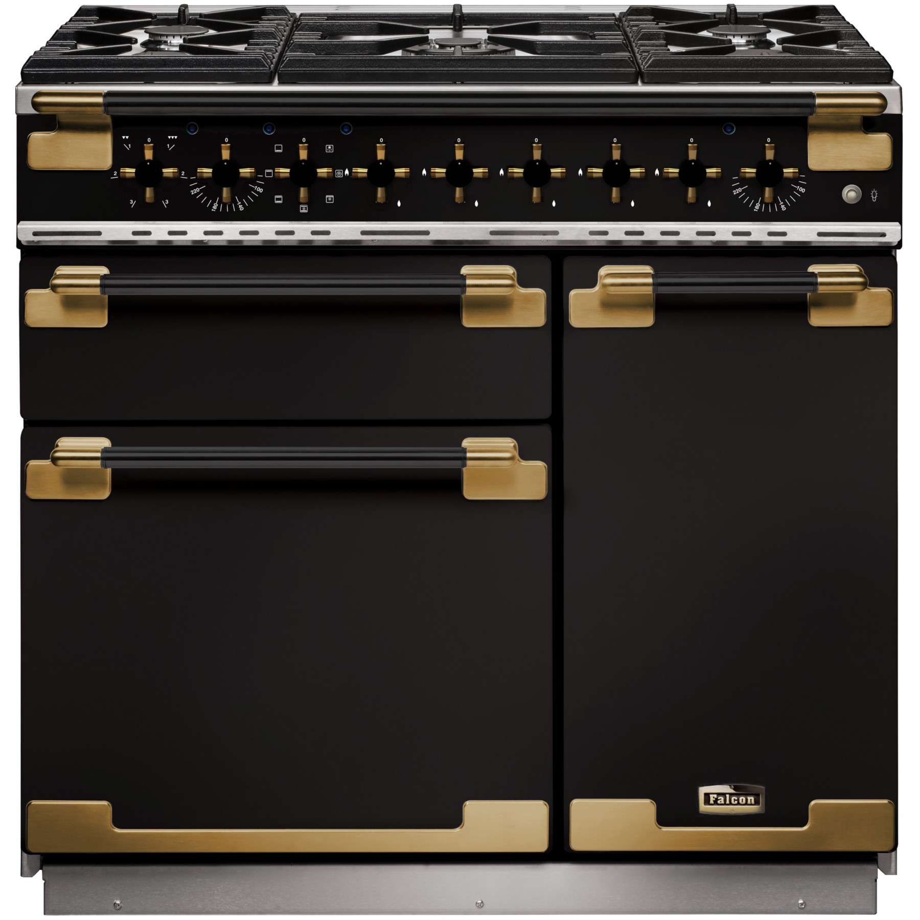 Piano de cuisson gaz FALCON ELISE LUXE  TAB GAZ 90 CMNOIR LAITON