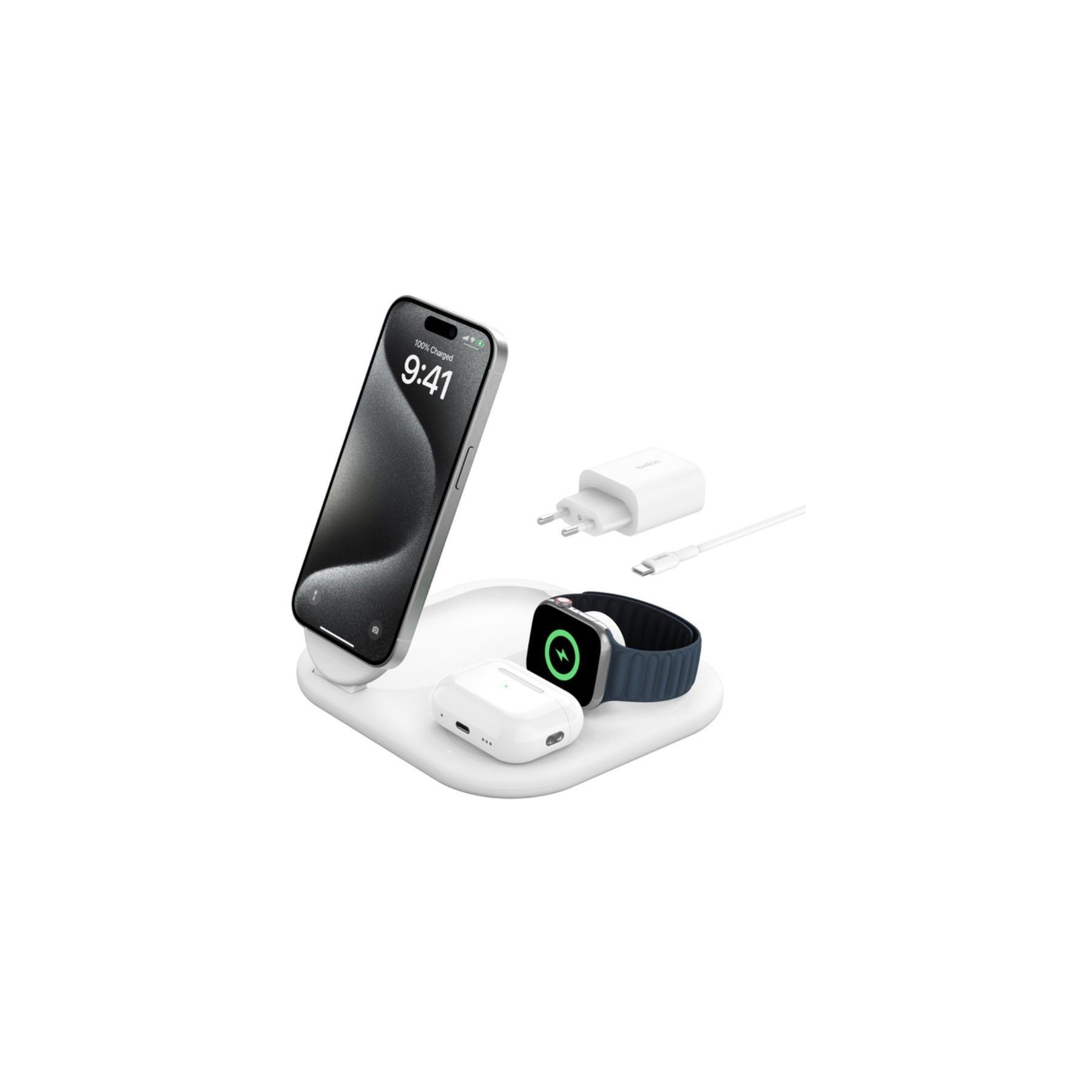 Chargeur induction BELKIN induction 15W 3en1 blanc