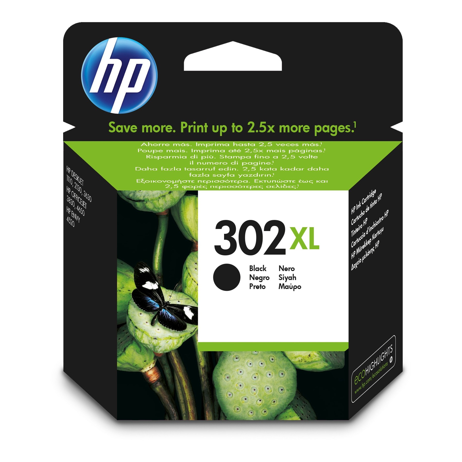 Cartouche d'encre HP Originale 302 XL Haute Capacité Noire - F6U68AE