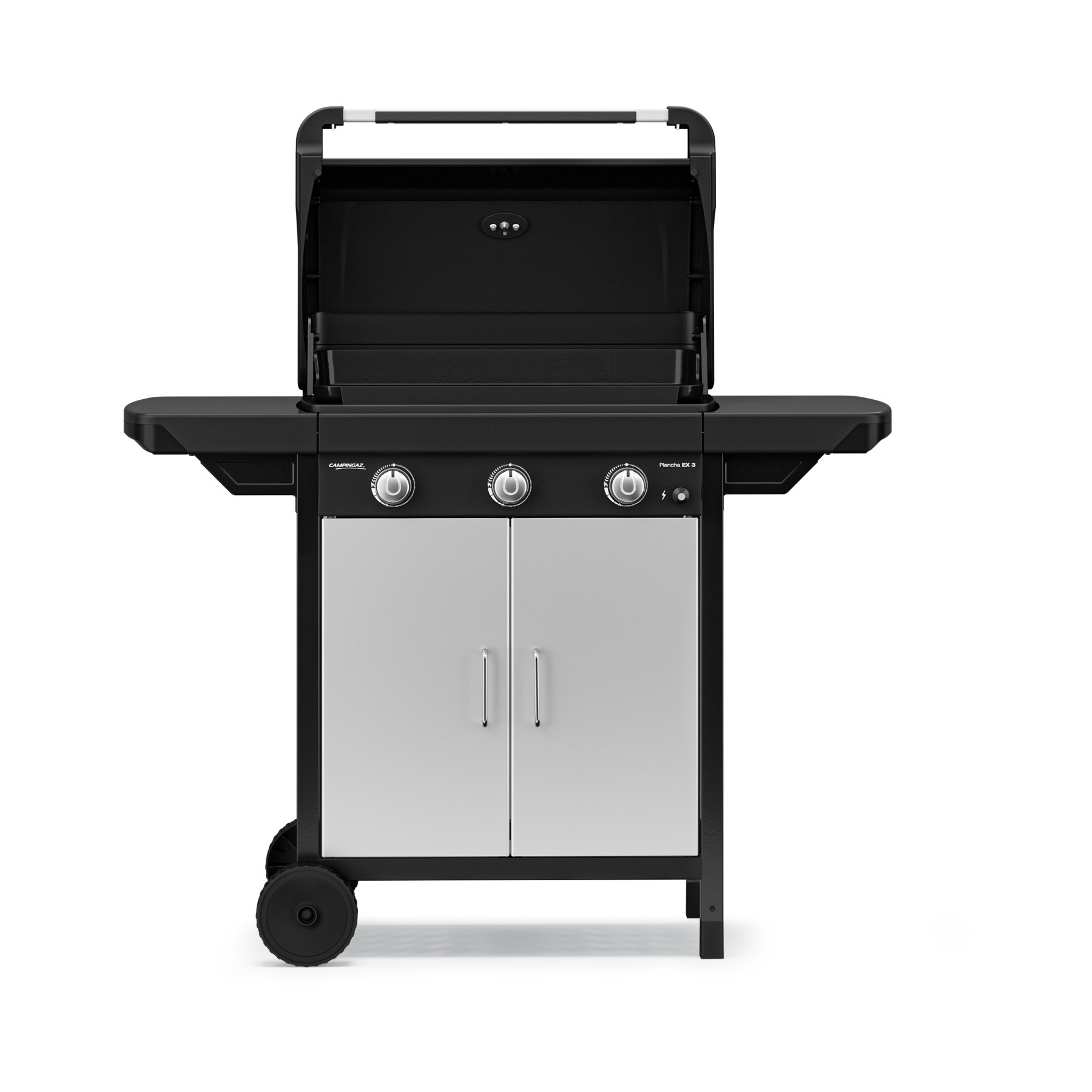 Plancha gaz CAMPINGAZ EX 3 noir 3 brûleurs sur chariot couvercle de cuissson, 60x35 cm