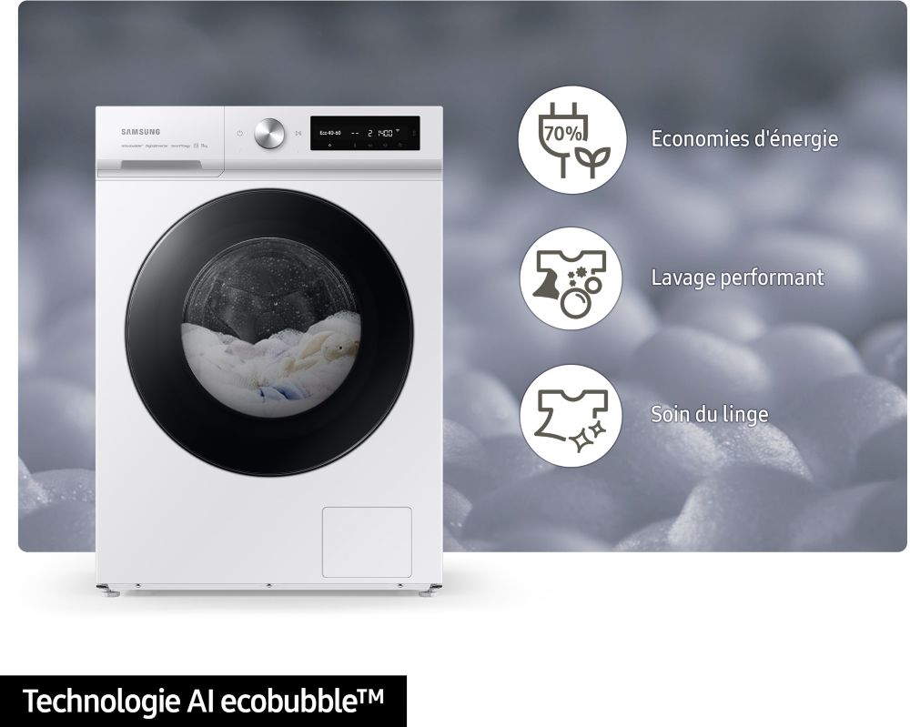 Lave linge hublot SAMSUNG WW11BB744DGW Bespoke AI Reconditionné