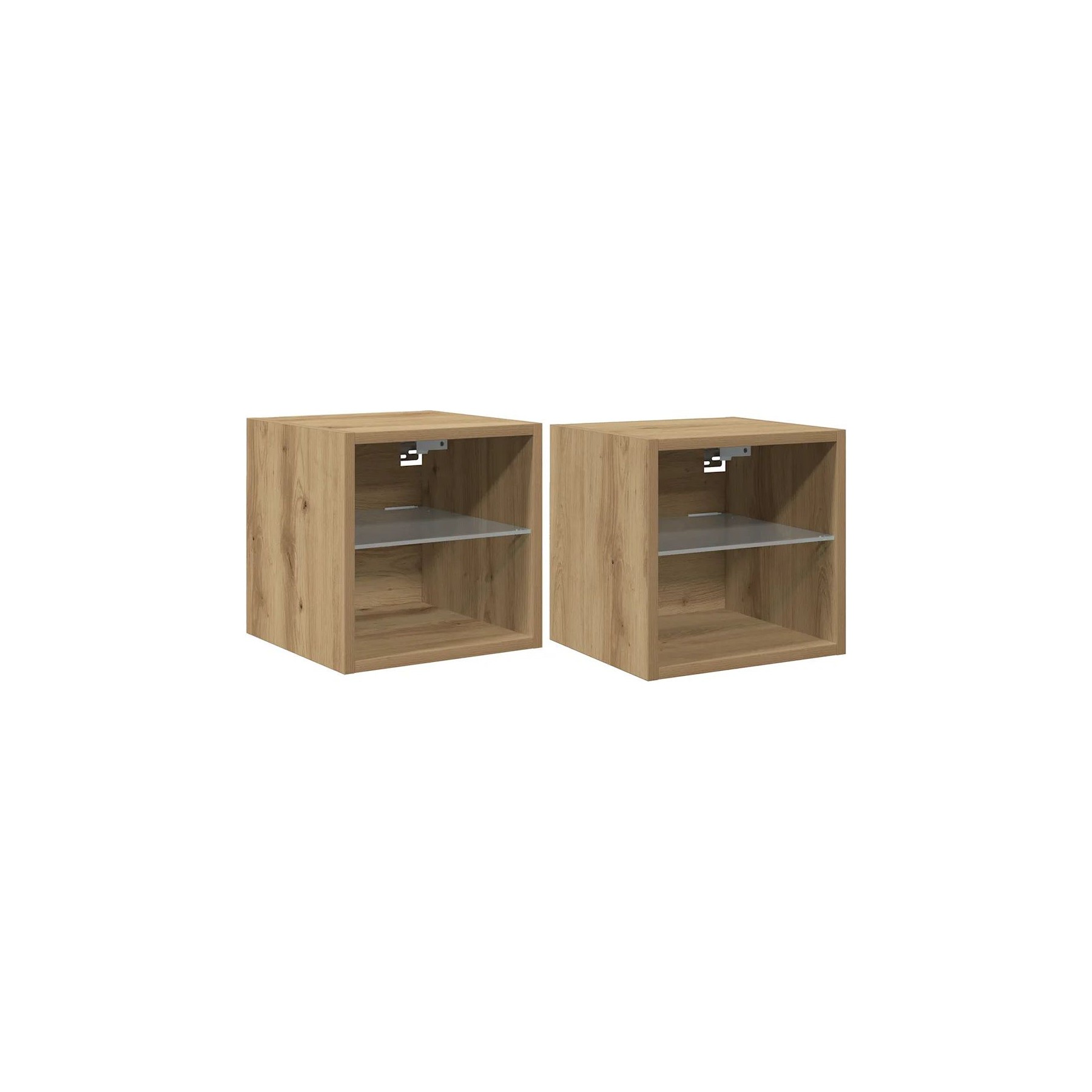 Meuble TV HELLOSHOP26 Lot de 2 meubles TV muraux avec lumières