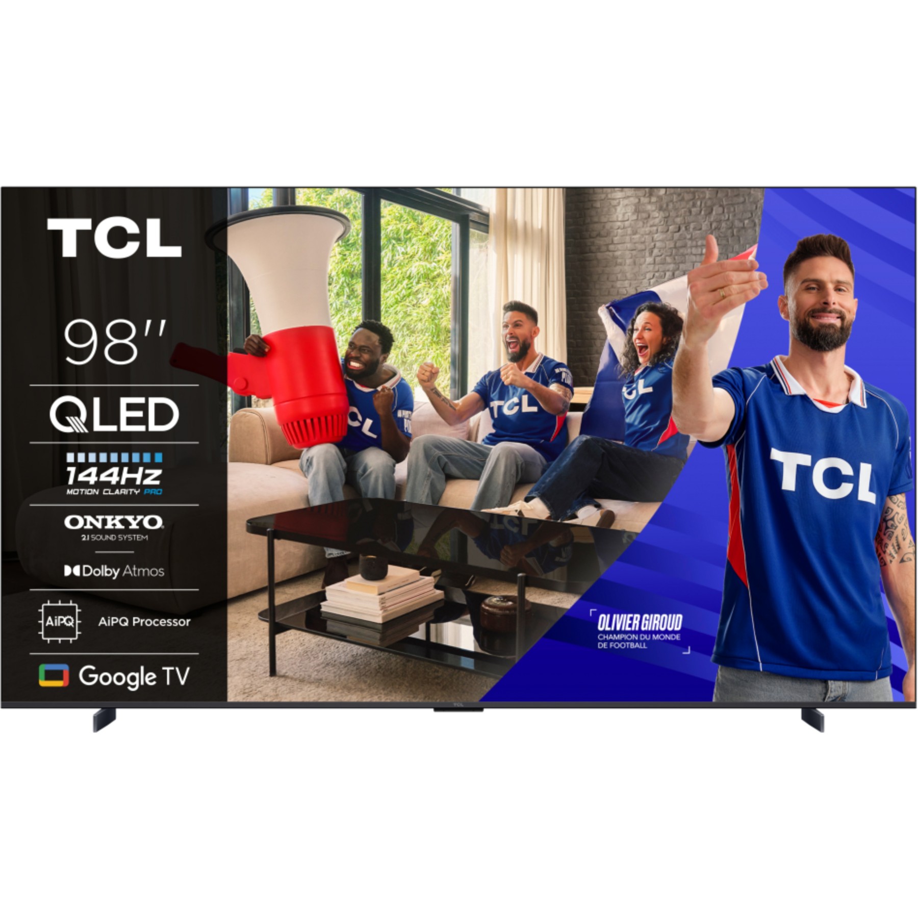 TV QLED TCL 98P89K (2025) 98" (248 cm) 4K Ultra HD - Expérience Gaming, 144Hz, Google TV