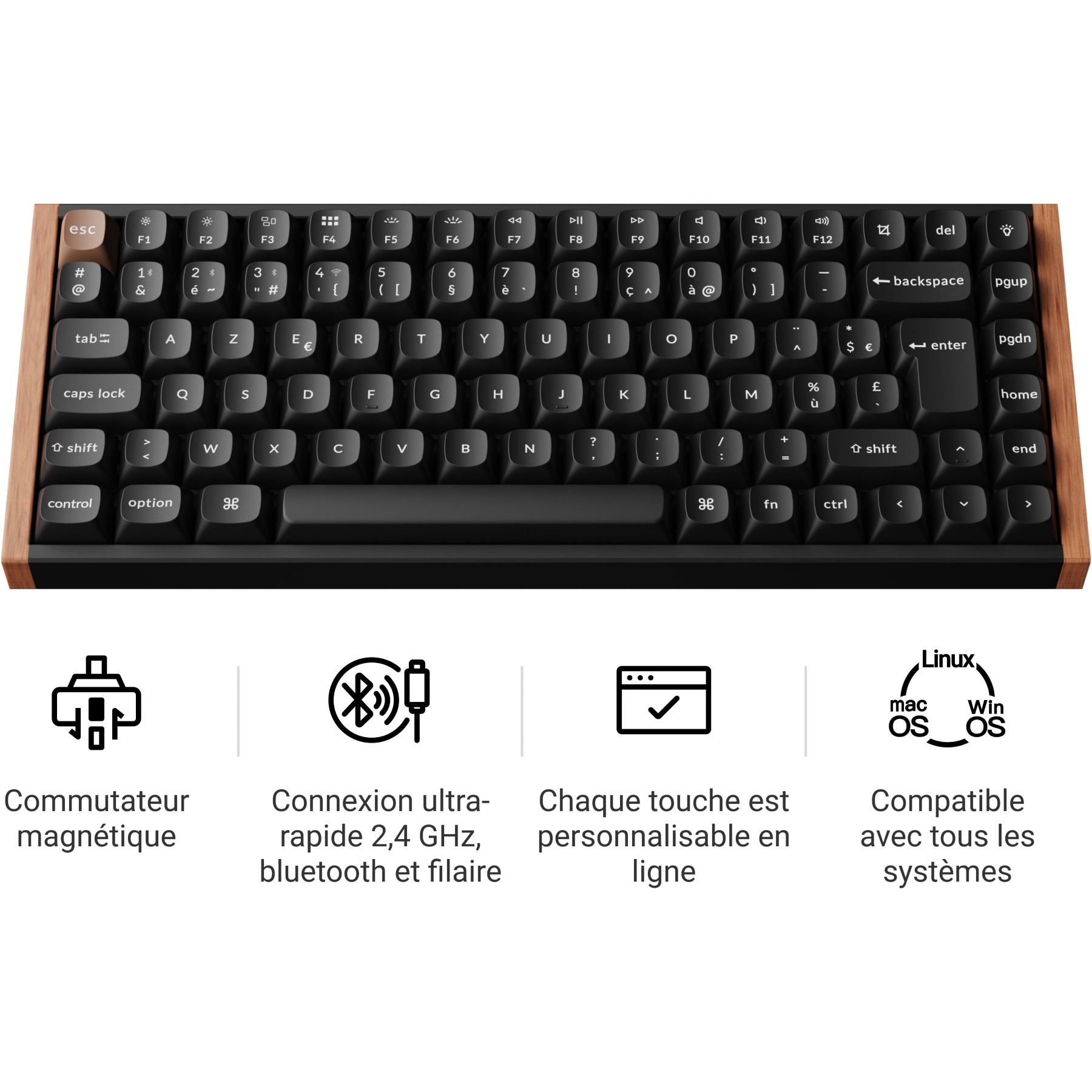 Clavier gamer sans fil KEYCHRON K2 HE Wireless Magnetic Switch