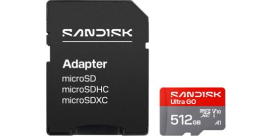 Carte Micro SD SANDISK Ultra GO uSD 512Go 190MBs C10 UHS