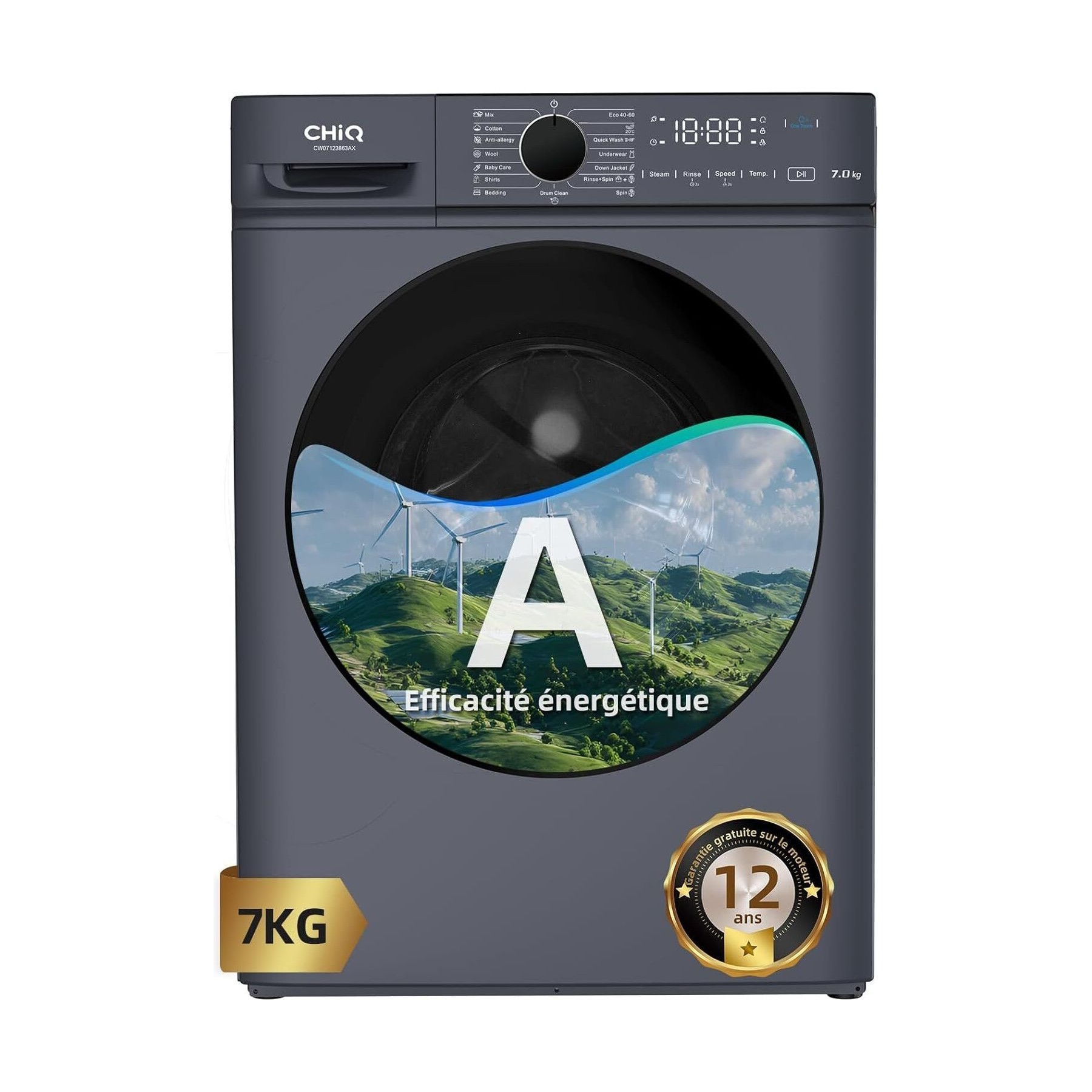 Lave linge hublot CHIQ CW07123863AX