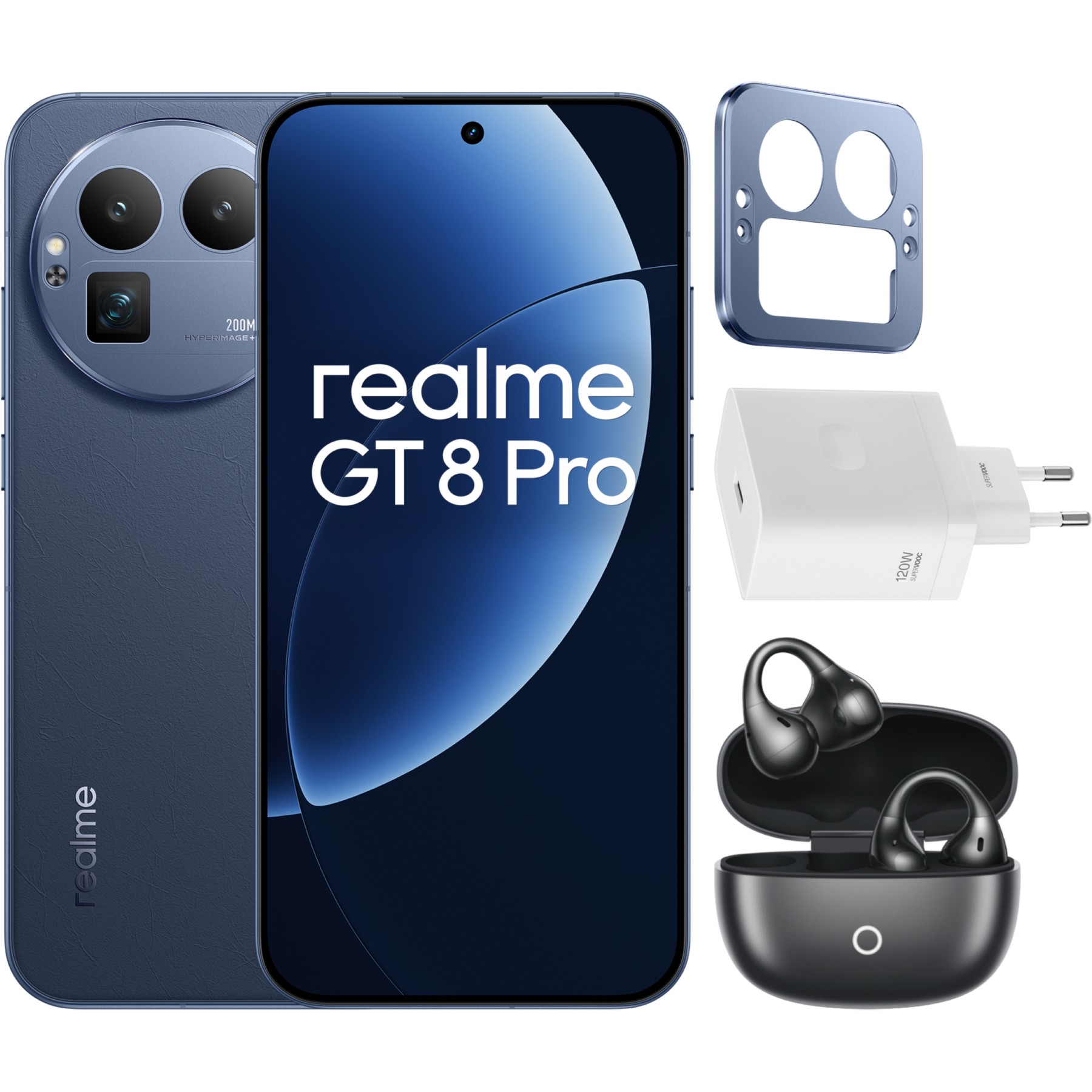 Smartphone REALME Pack GT8 Pro 512Go Bleu + Chargeur + Buds Clip