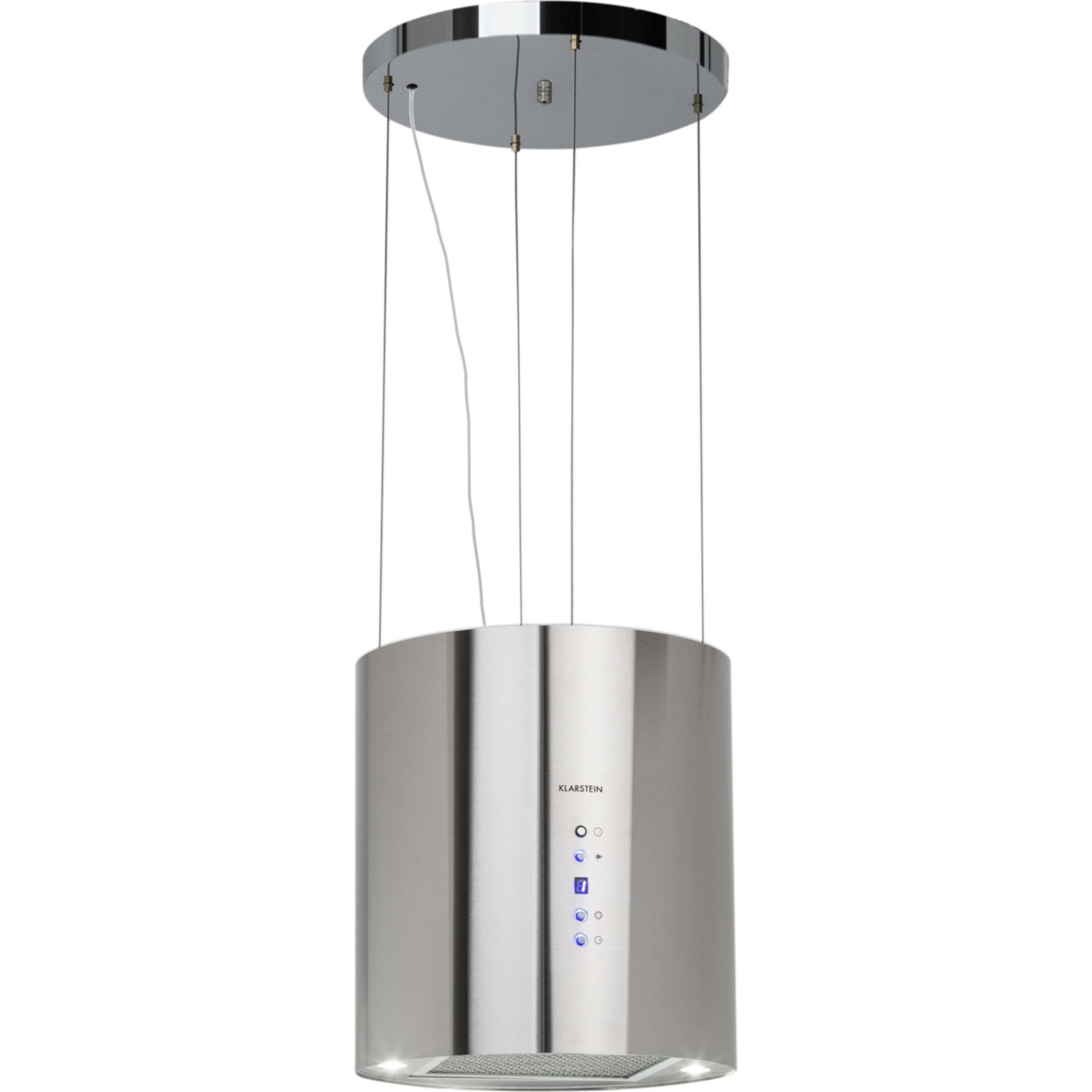 Hotte décorative îlot KLARSTEIN Barett îlot Ø 35 cm 558 m³/h LED inox