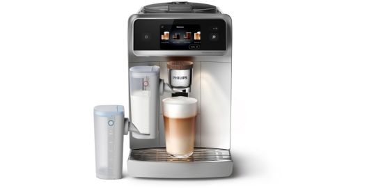 Expresso Broyeur PHILIPS EP8757/20 cafetière à grain Aromis LatteGo Pro, + 50 boissons, SilentBrew, Blanche