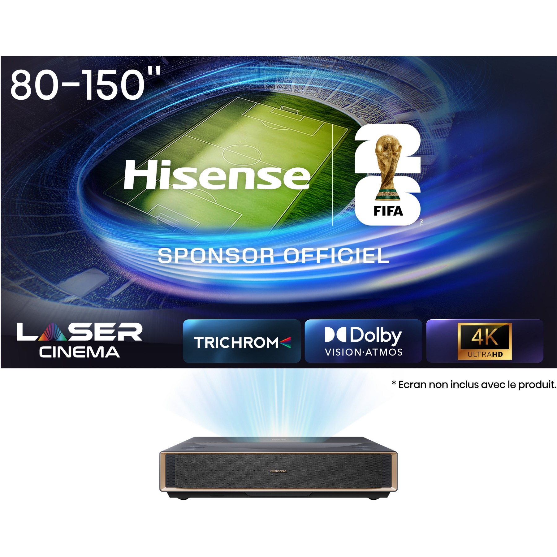 Vidéoprojecteur home cinéma HISENSE PT1 4K, ultra courte focale, tri-laser, IMAX Enhanced, Dolby Vision