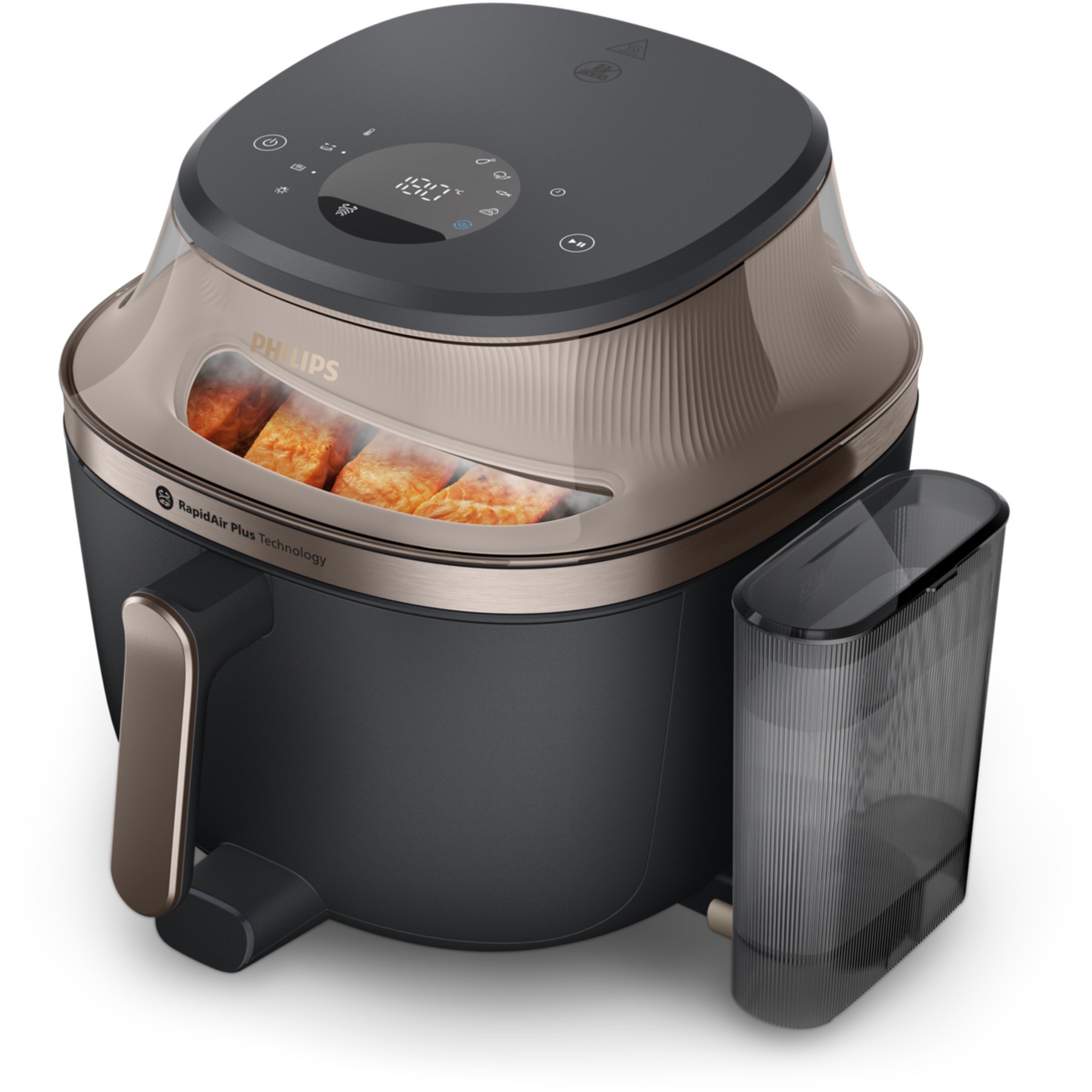 Airfryer PHILIPS NA547/07 Friteuse sans huile fonction vapeur Noir/Doré, Série 5000 7.2L