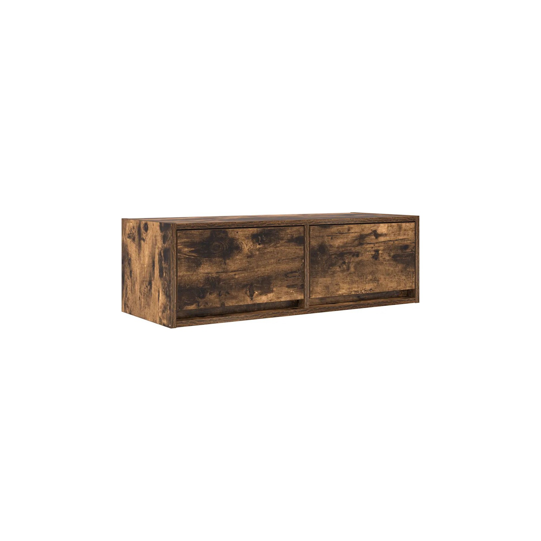 Meuble TV HELLOSHOP26 Meuble TV mural chêne fumé rangement gra