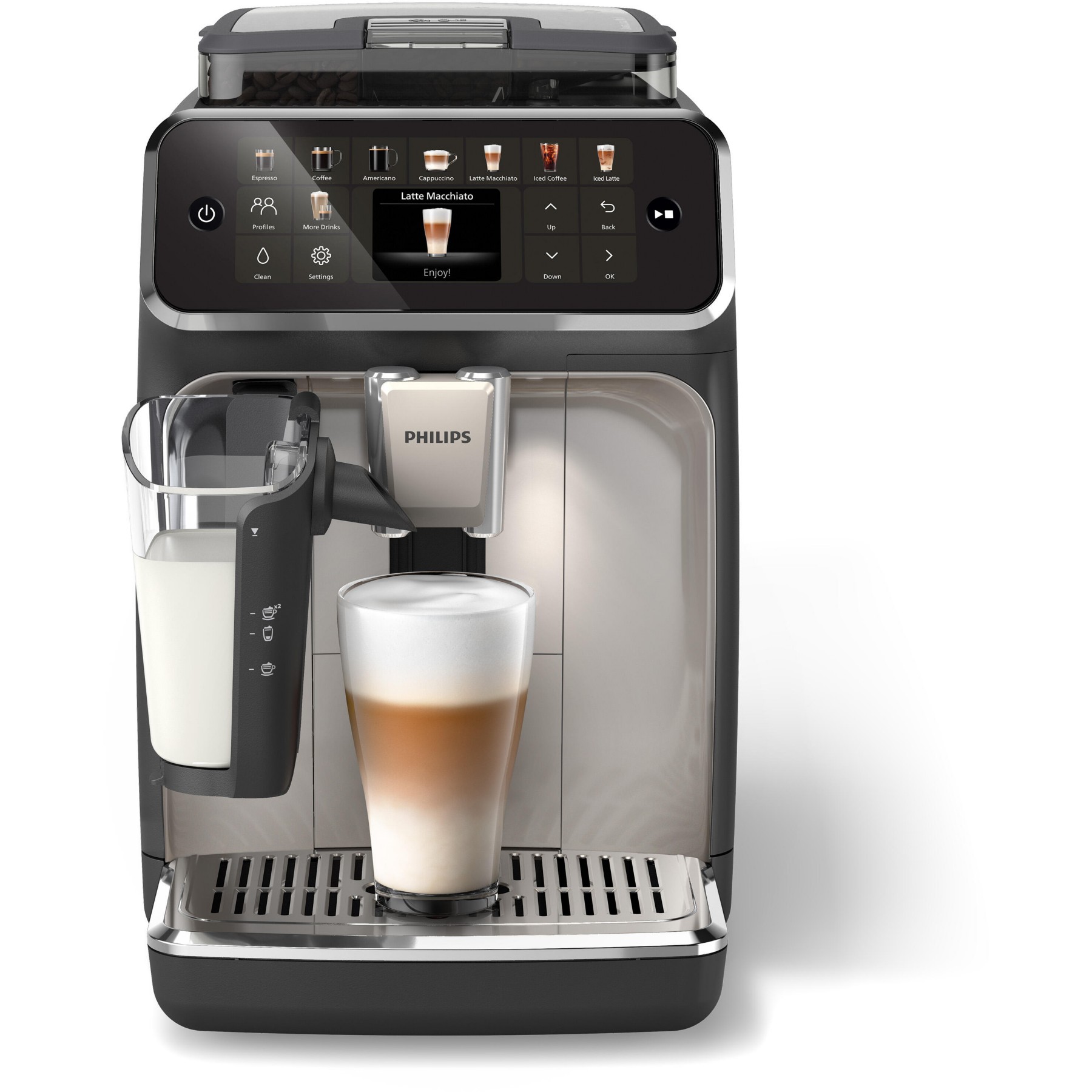 Expresso Broyeur PHILIPS EP5547/90 cafetière à grain LatteGo série 5500, 20 boissons, SilentBrew, Noir