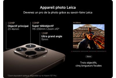 Smartphone XIAOMI 15T Pro conçu avec Leica 512Go Mocha
