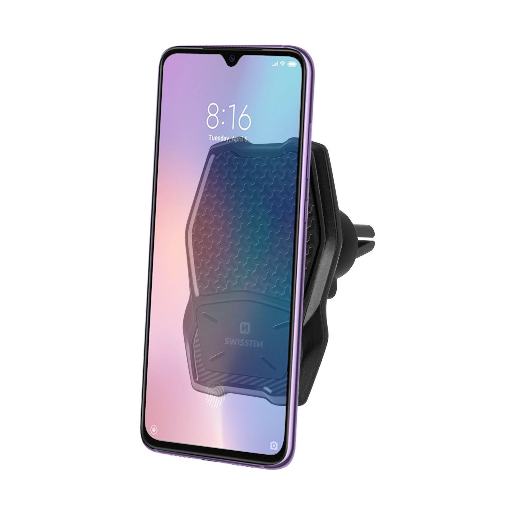 Support smartphone SWISSTEN 10W Magnétique, Grille d'aération - Noir