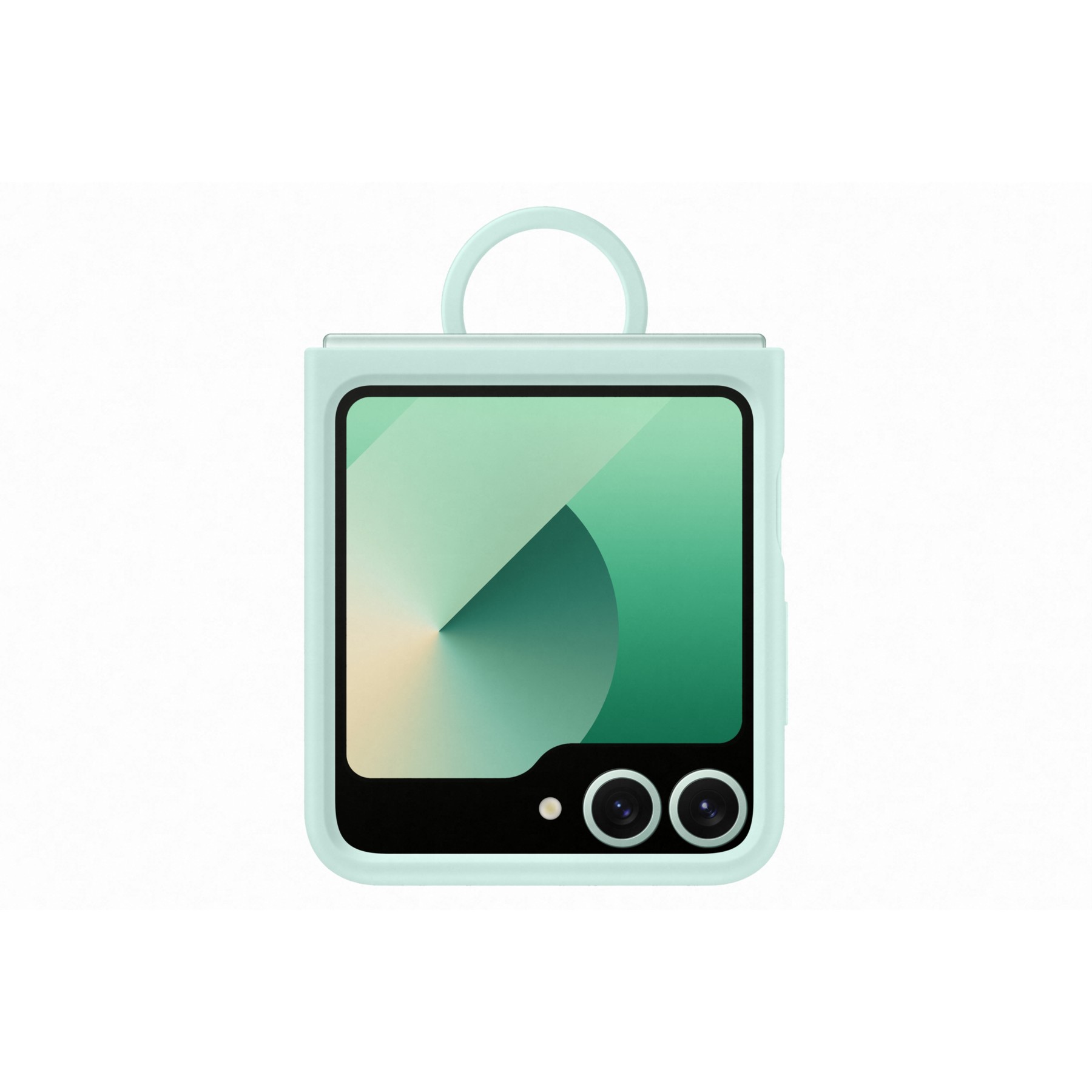 Coque SAMSUNG Z Flip6 silicone Vert d'eau avec anneau