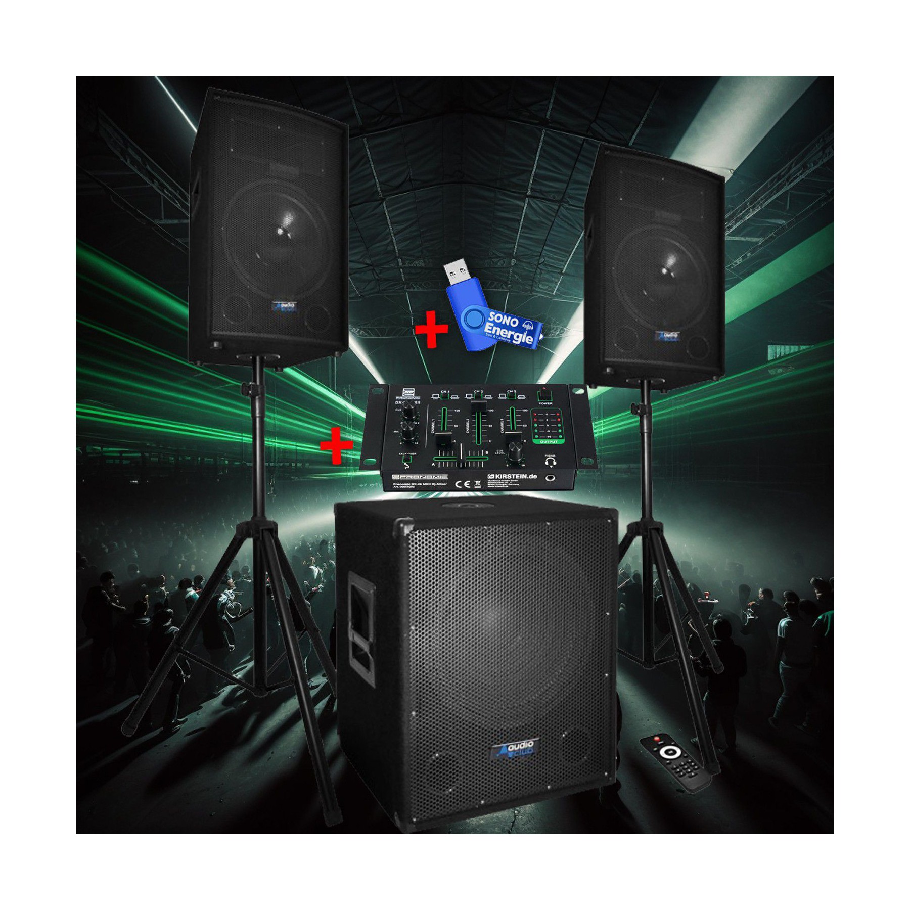 Pack sono BM SONIC BMS1512-USB-BT-MP3 + mix+cle