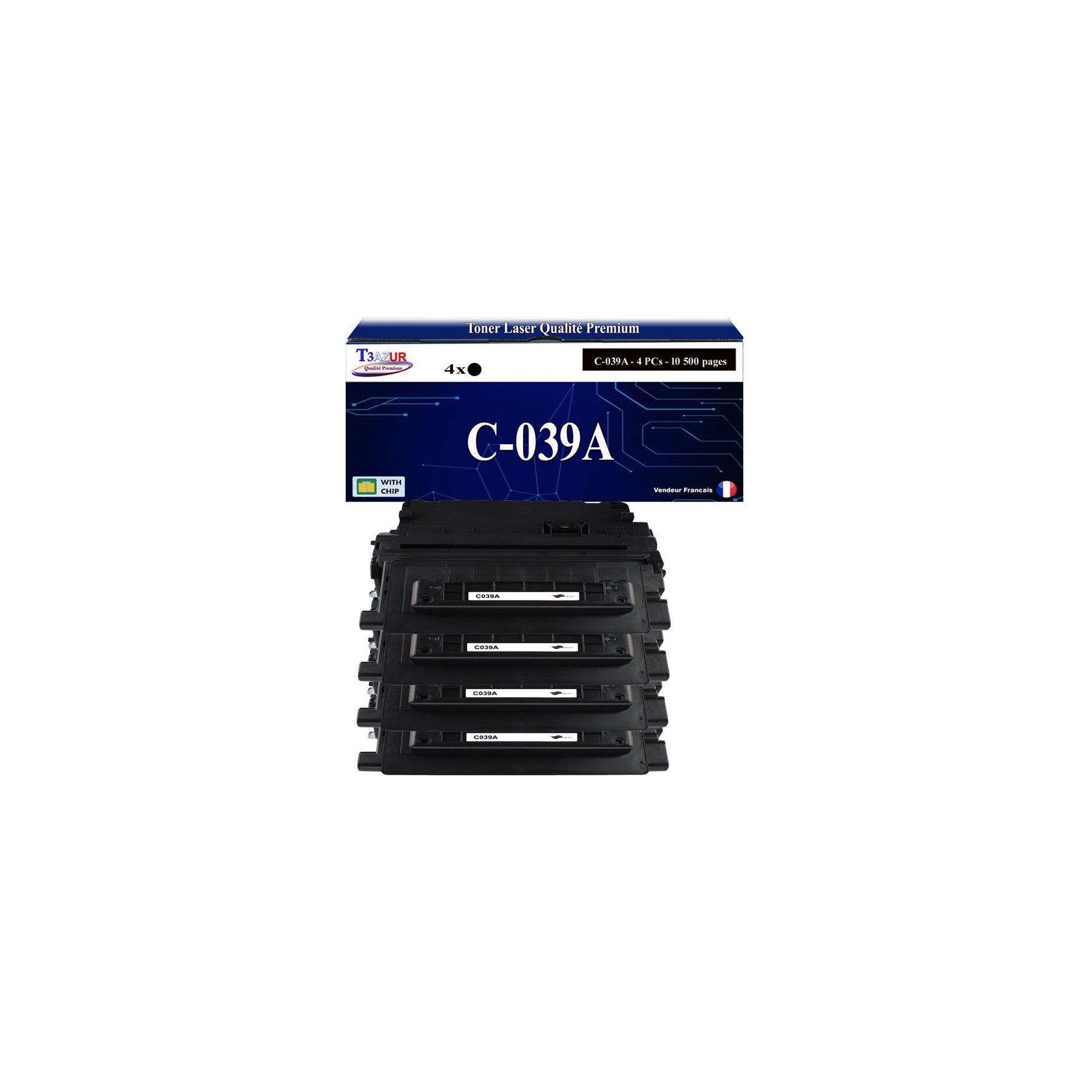 Toner T3AZUR pour CanonLBP351x, LBP352x , 039 (x4)