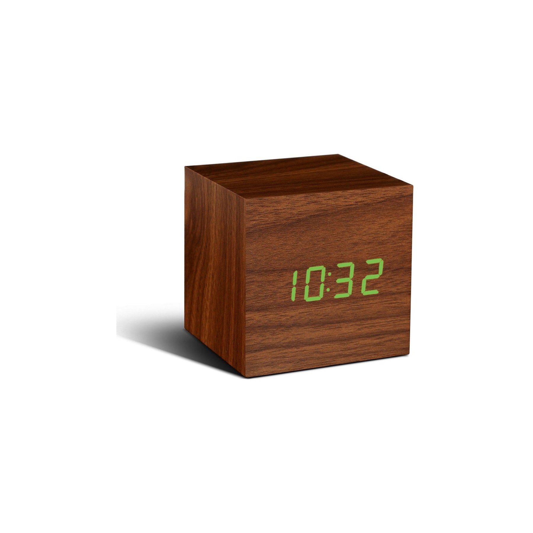 Radio réveil GINGKO Cube Click Clock - LED Noyer / Vert