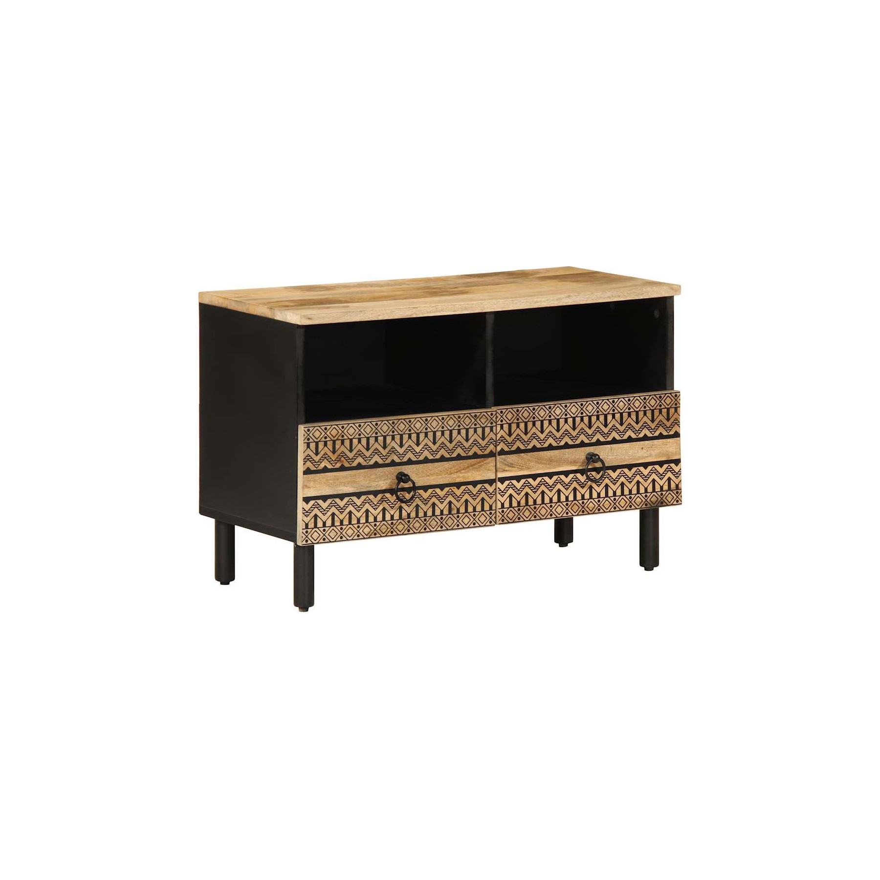 Meuble TV HELLOSHOP26 Meuble TV industriel noir 70 x 33 x 46 c