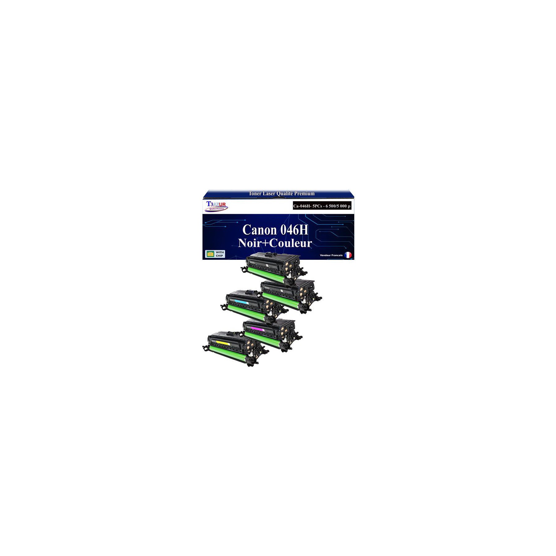 Toner T3AZUR pour Canon LBP653Cdw, 046H (x5)
