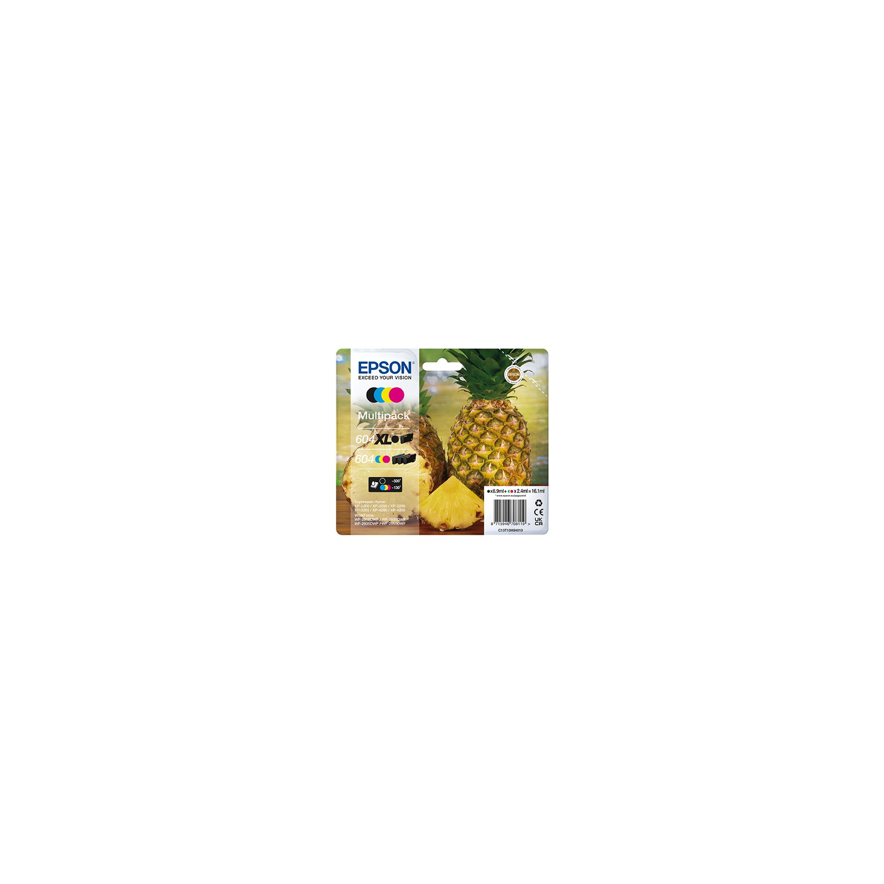 Cartouche d'encre EPSON Pack Multipack 4 Originales 604 (Noir XL + 3 Couleurs) Série Ananas - C13T09R64010