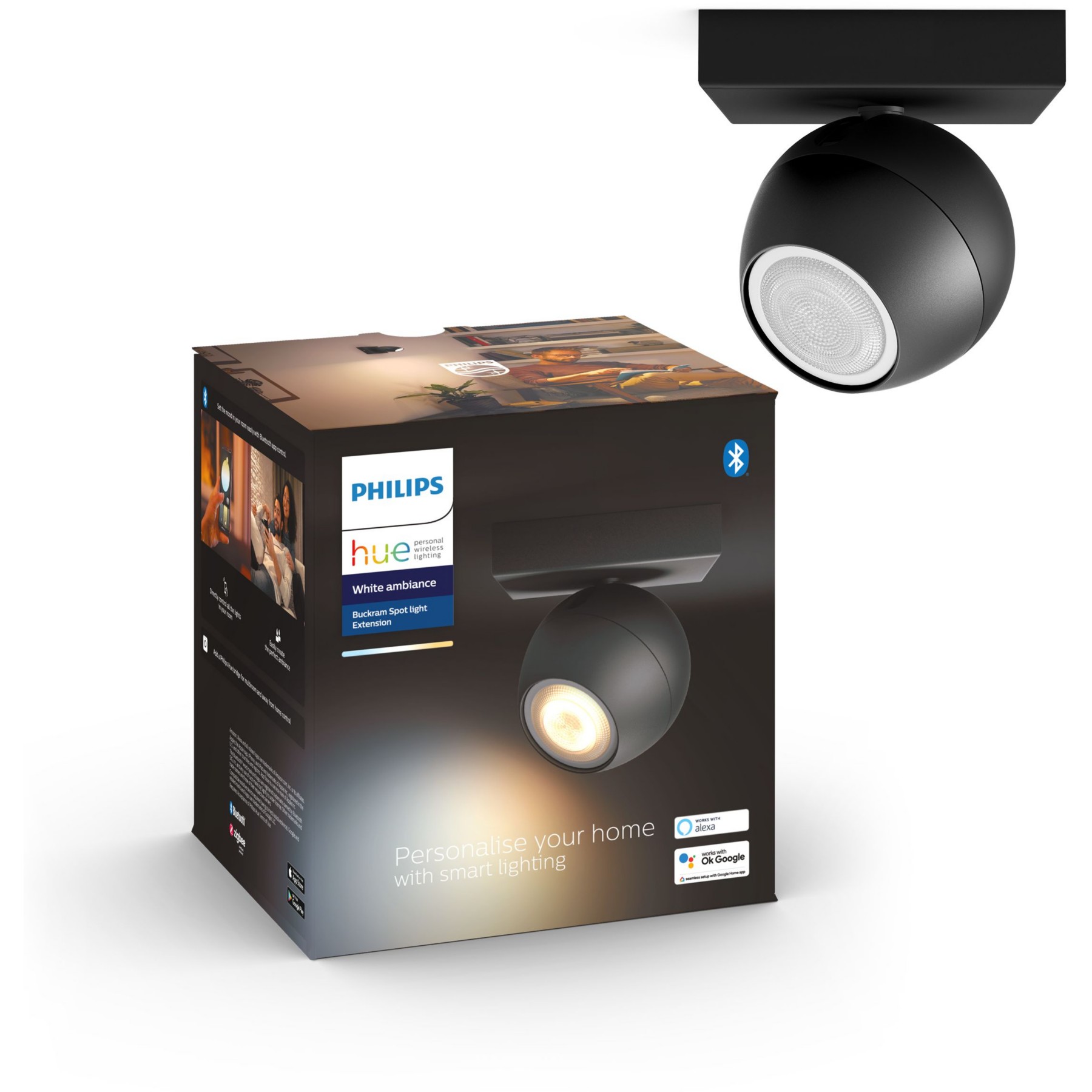 Luminaire PHILIPS HUE White Ambiance BUCKRAM Noir
