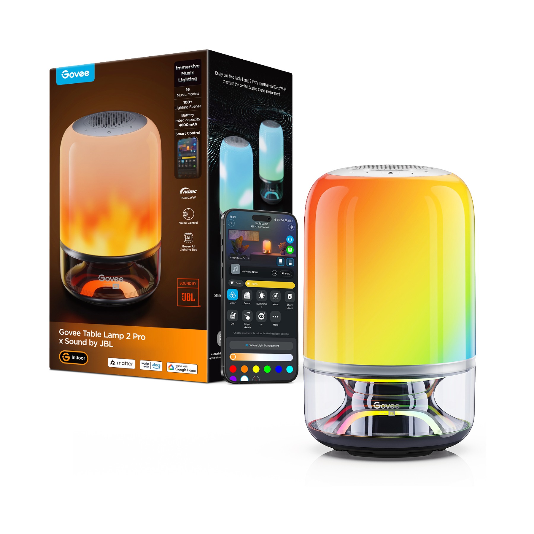 Lampe connectée GOVEE Lampe de table 2 Pro avec son JBL