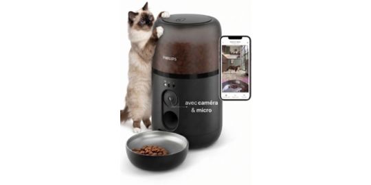 Distributeur de croquettes PHILIPS PAW5320/02 gamelle automatique pour chat 4.5L, connecté avec caméra
